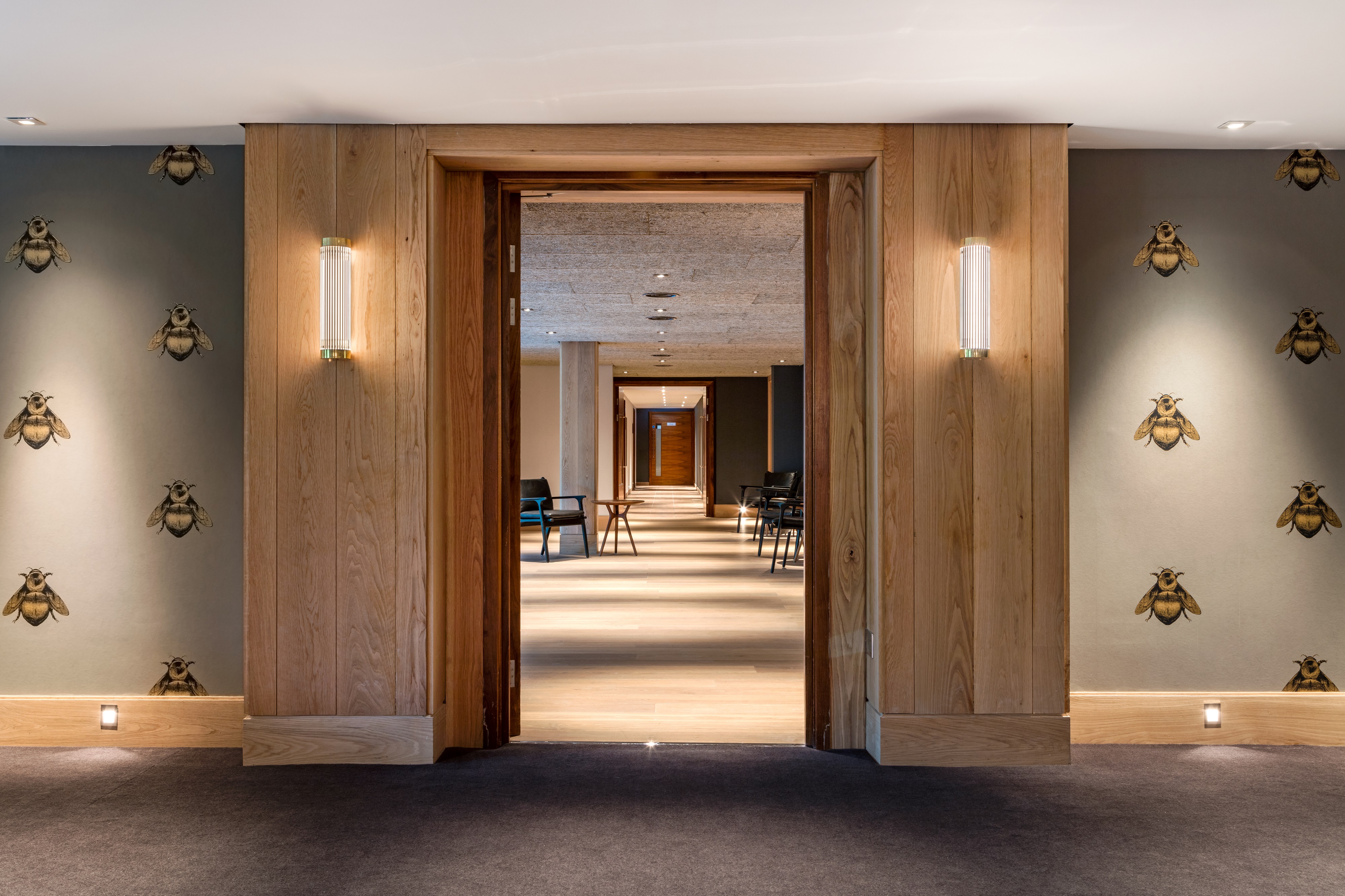 Elegant corridor in Private Room 4, The Edwardian Manchester, perfect for meetings and networking.