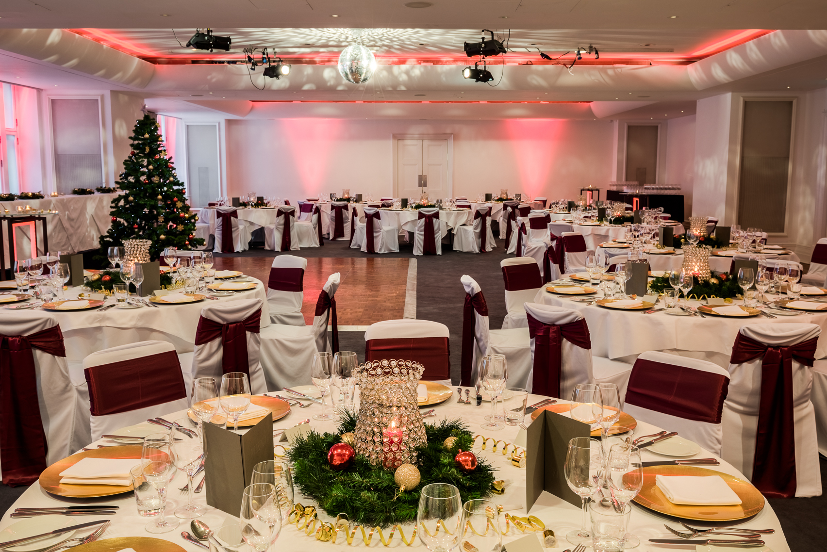Great Eastern Suite banquet hall with elegant decor for festive events in Andaz London.