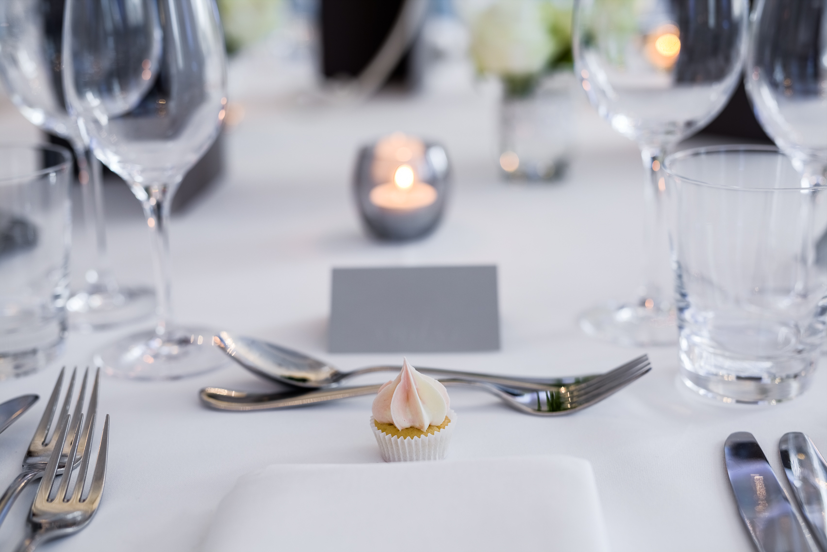 Elegant dining table in Fenchurch Suite, Andaz London for events with candlelight ambiance.