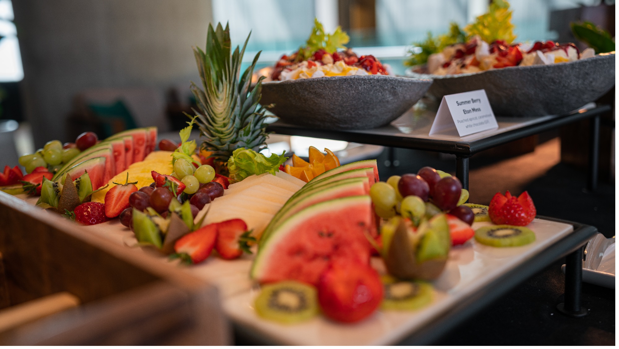 Vibrant fruit display in Deansgate Suite, ideal for events and catering.