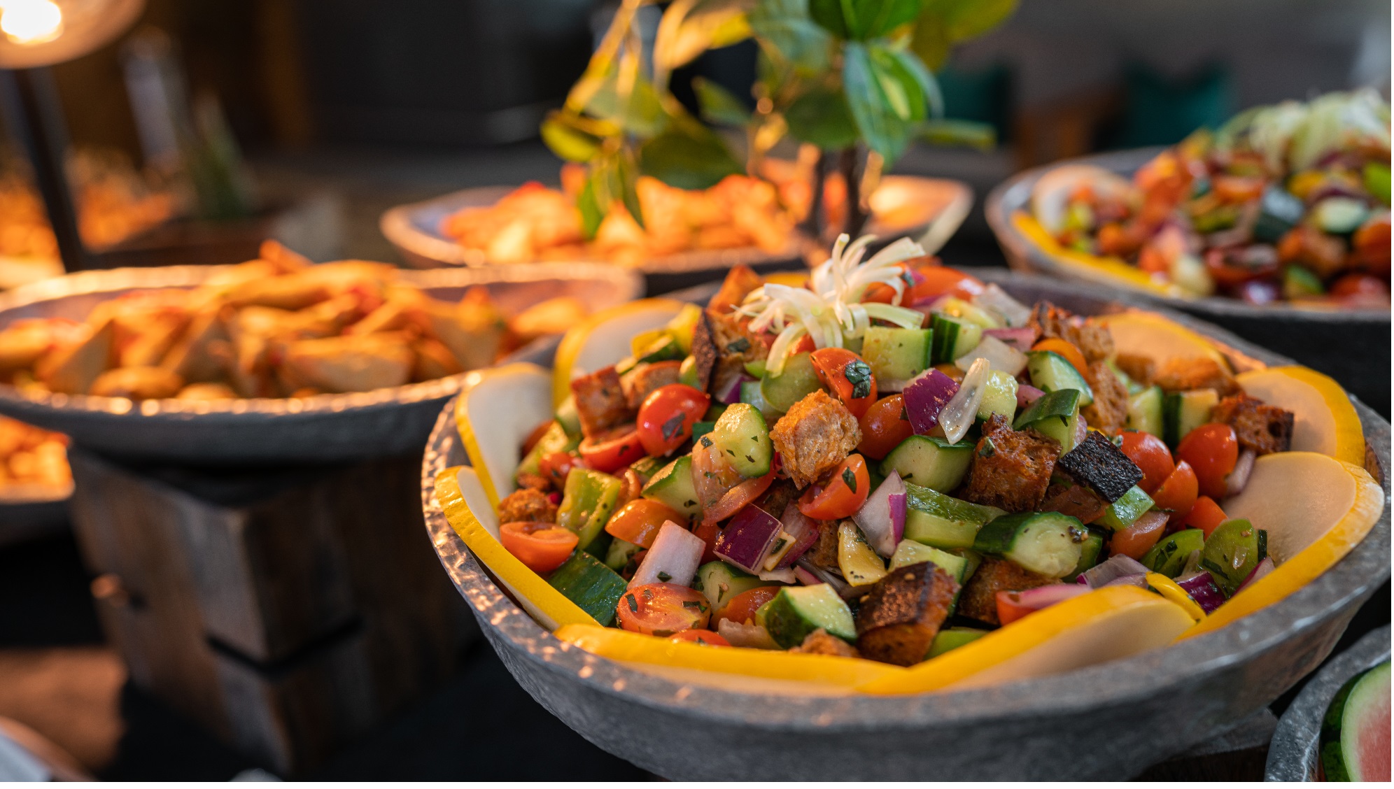 Vibrant salad display in Deansgate Suite, ideal for wellness events and catering.