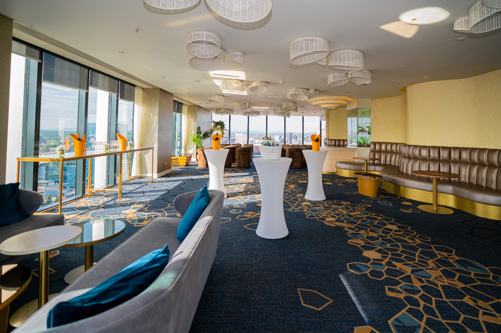 Stylish event space at Cloud 23, Hilton Deansgate, perfect for upscale gatherings.
