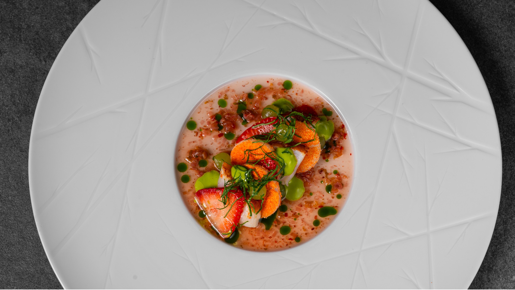 "Vibrant plated dish at Podium Restaurant, perfect for upscale events and corporate functions."