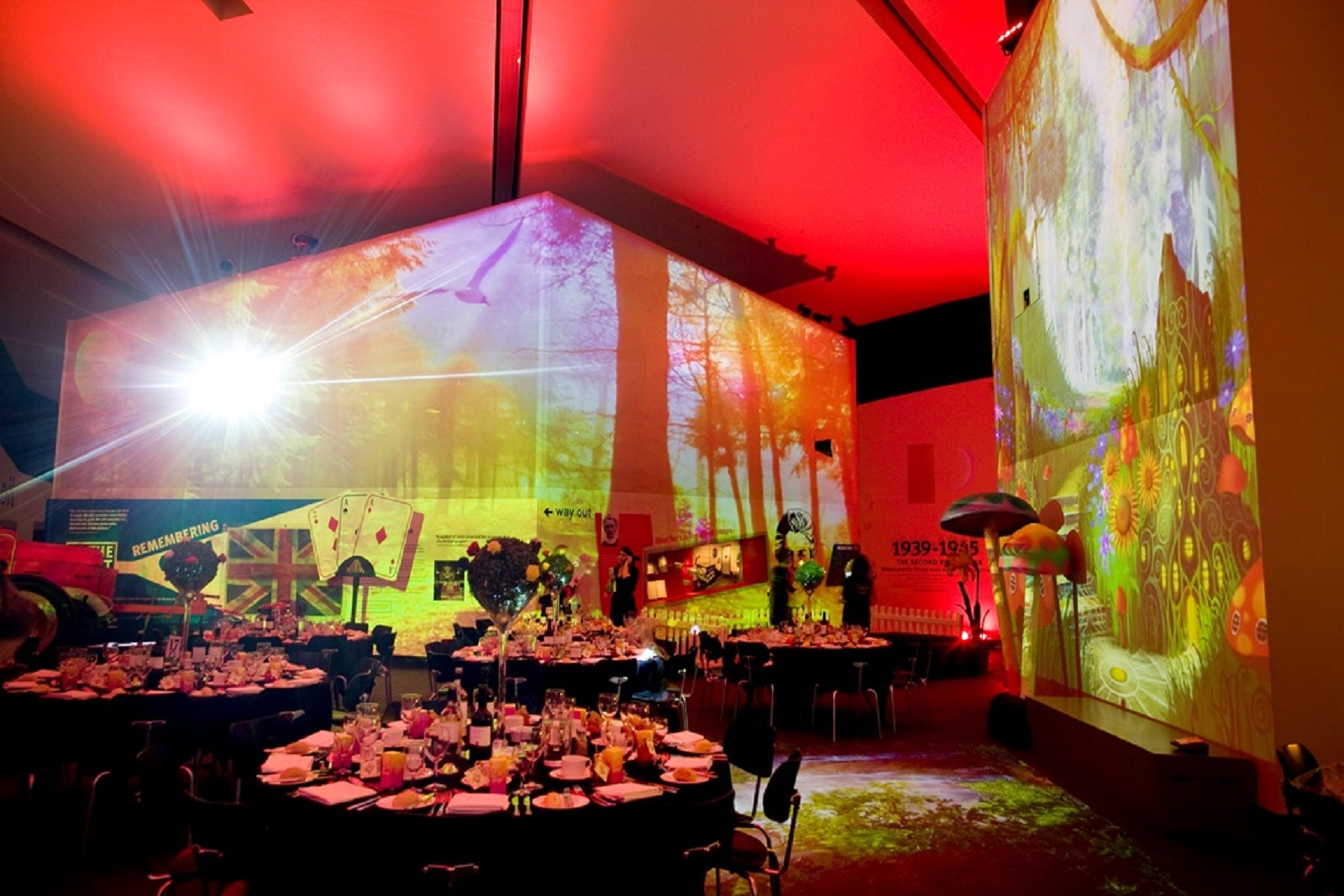 Main Exhibition Space at Imperial War Museum North, vibrant decor for formal events.
