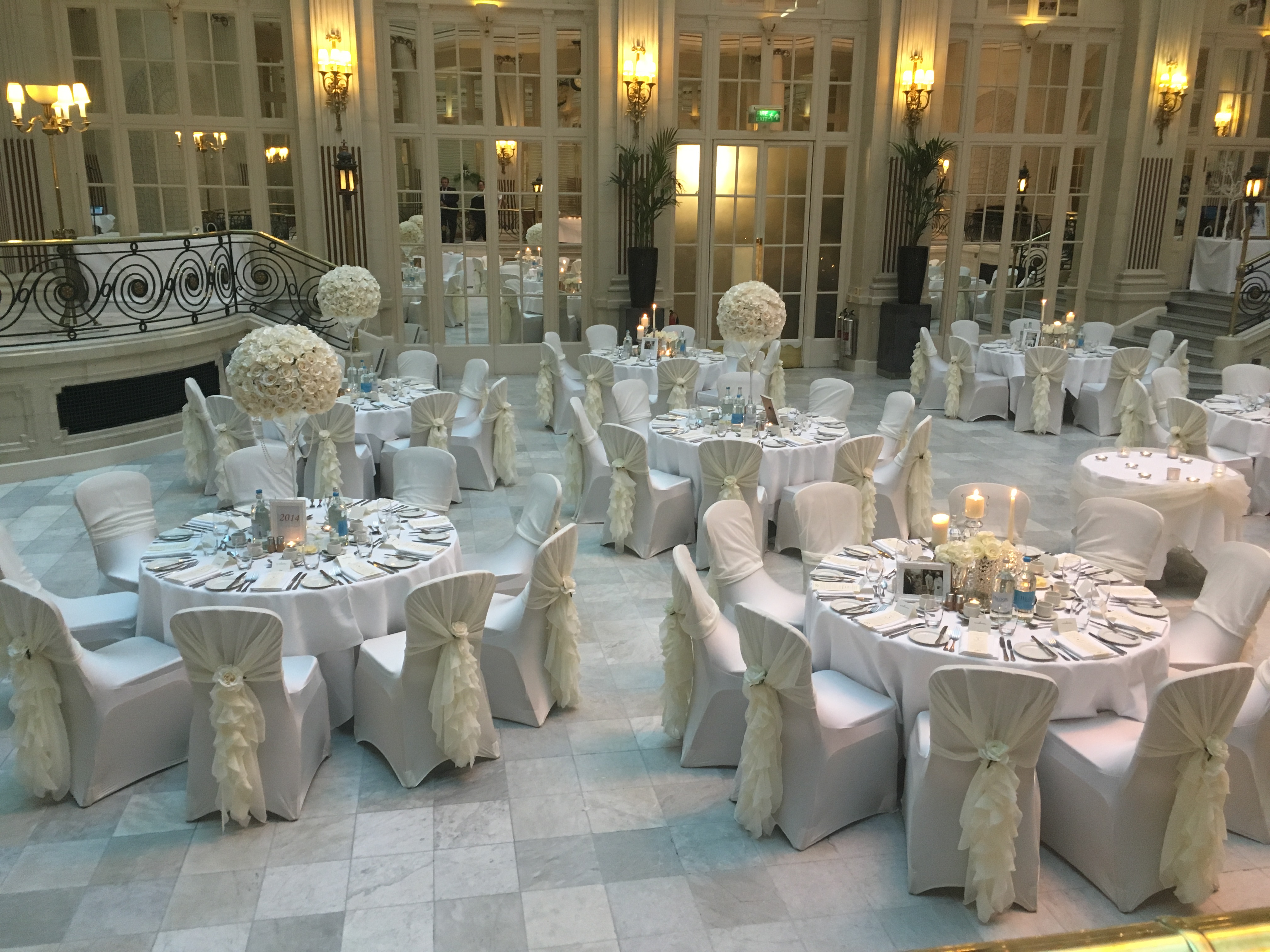Elegant Palm Court at The Waldorf Hilton, London, ideal for weddings and formal events.