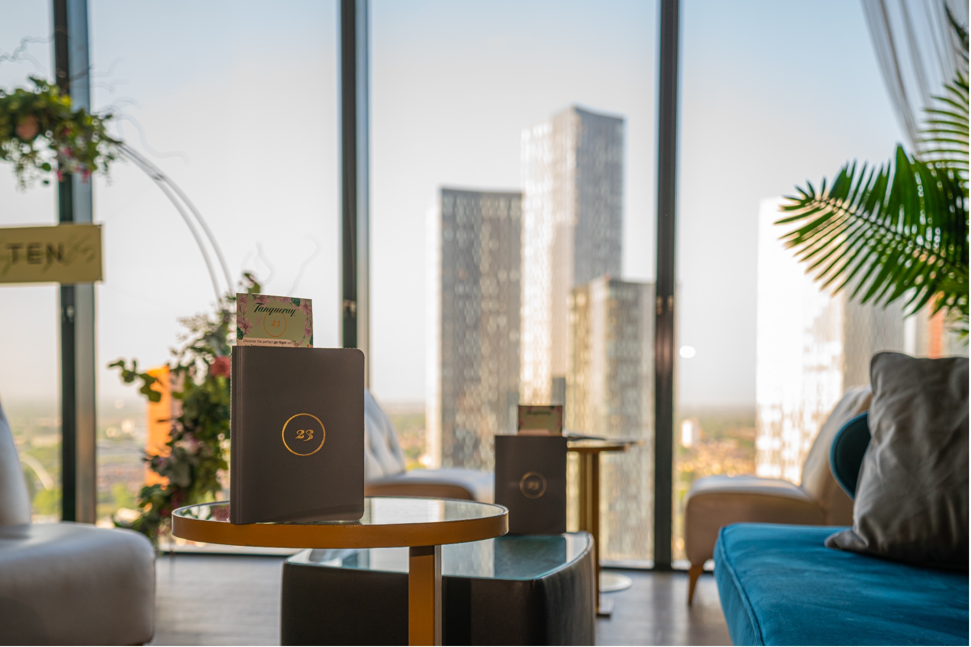 Stylish event space at Cloud 23, Hilton Deansgate, perfect for upscale gatherings.