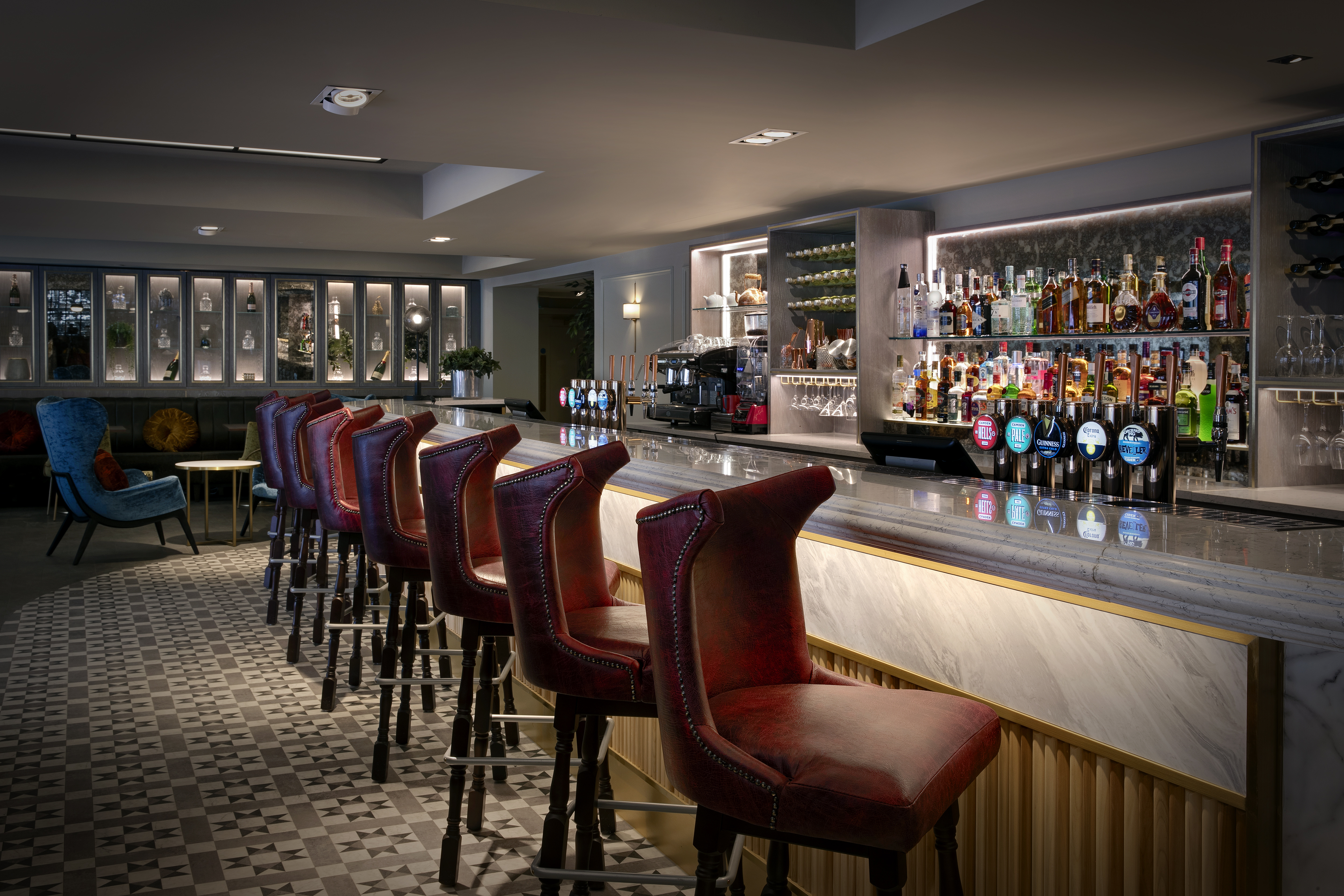 Beauchamp Suite bar at Leonardo Royal Hotel, ideal for networking events and gatherings.