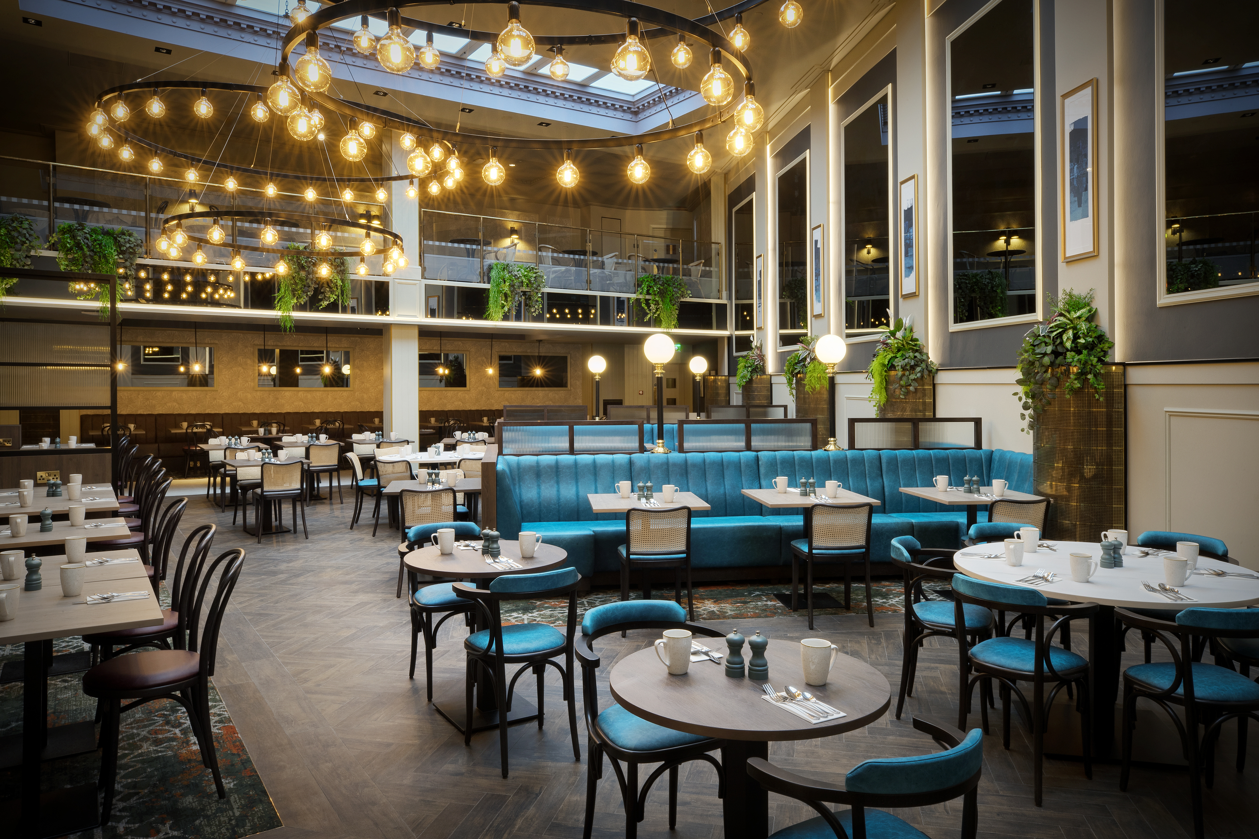 London hotel boardroom event space, natural light, adaptable seating