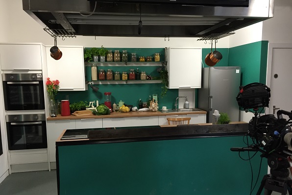 Modern kitchen setup in Jenius Social for culinary events and cooking demonstrations.