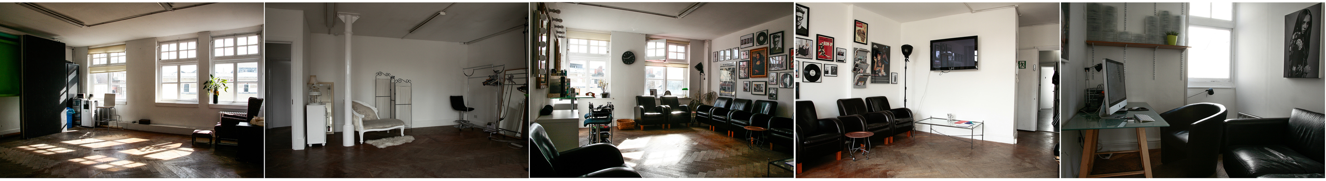 Stylish meeting space with leather seating at The Factory Studio, perfect for creative events.