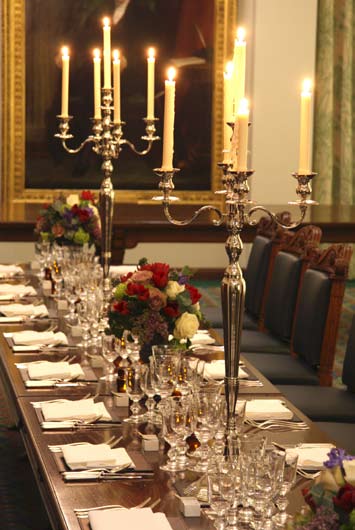 Elegant dining table in UK's Supreme Court, perfect for formal events and galas.