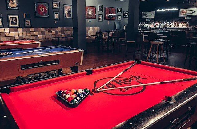 Live Lounge at Hard Rock Cafe Glasgow with pool tables, perfect for networking events.