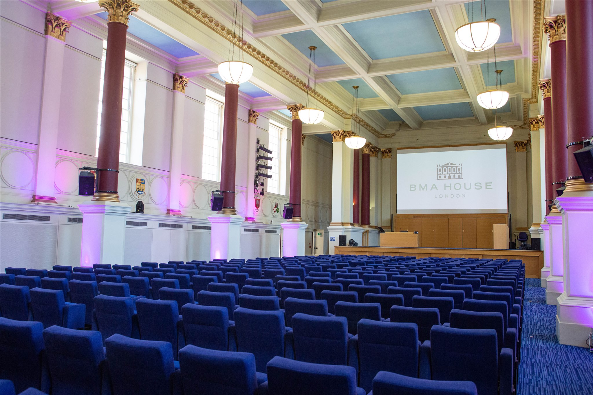 Great Hall in BMA House: elegant event venue with theater seating for conferences.
