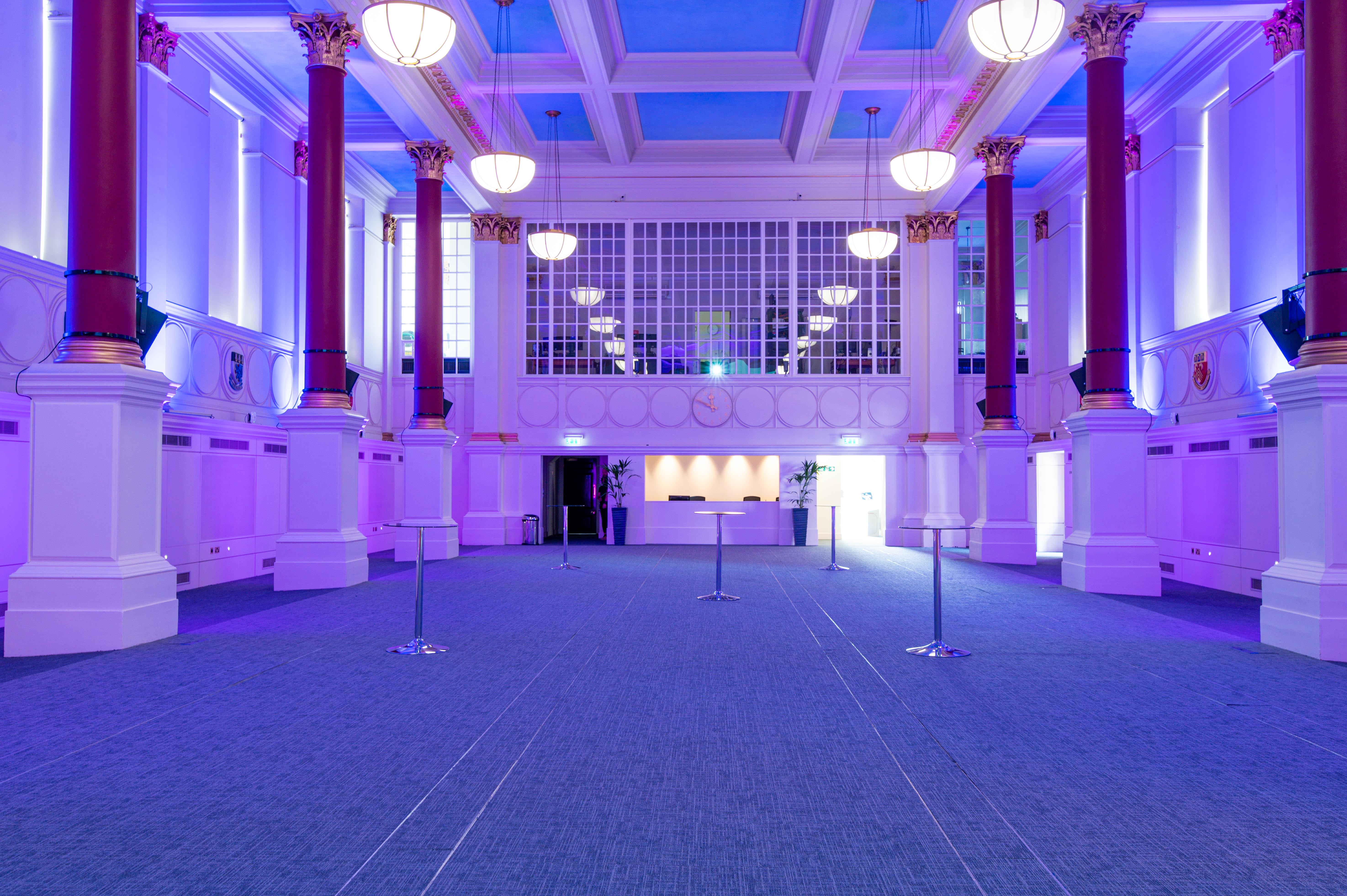 Great Hall in BMA House, elegant venue with high ceilings for conferences and gala events.