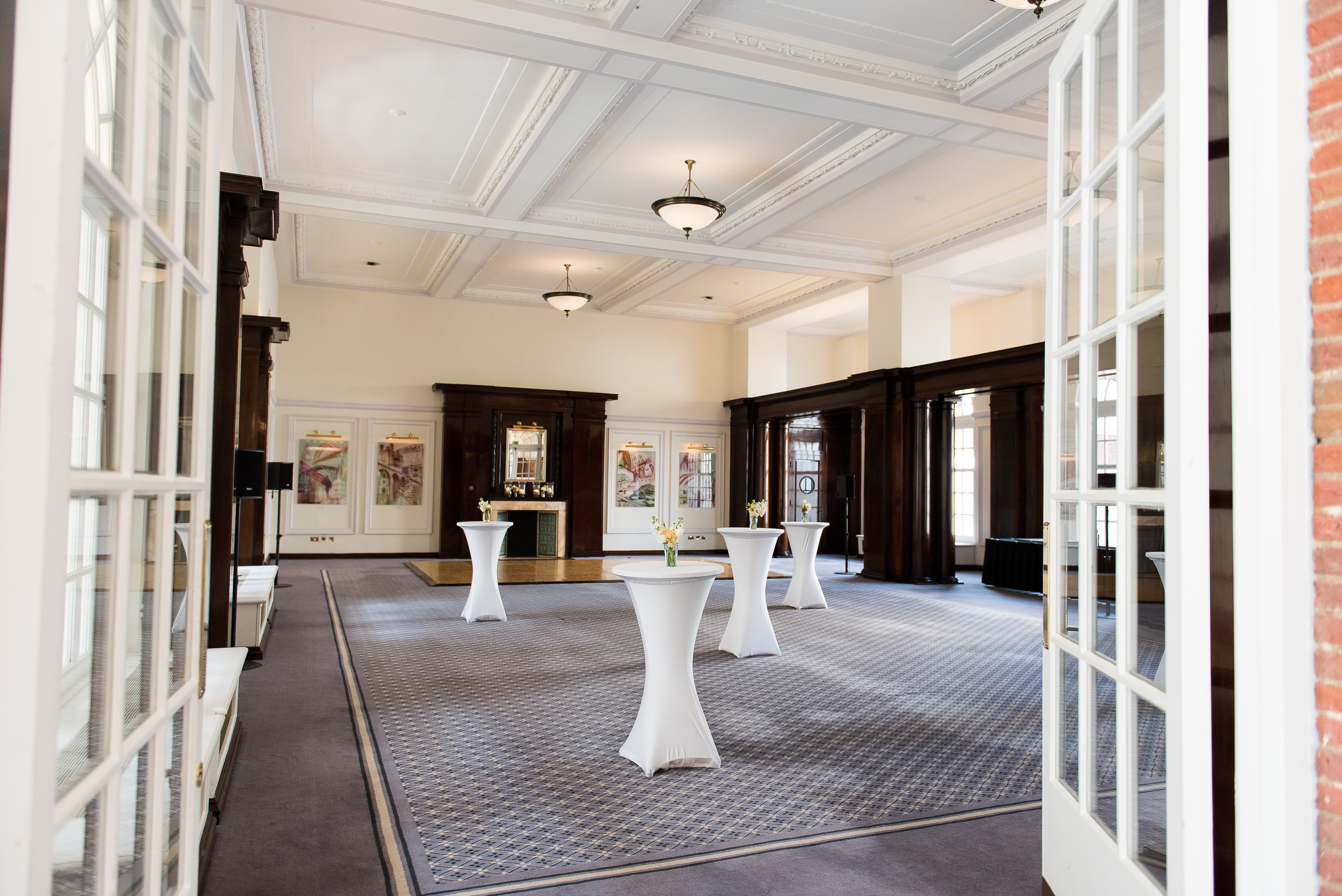 Paget Room in BMA House: spacious event space with high ceilings for networking receptions.