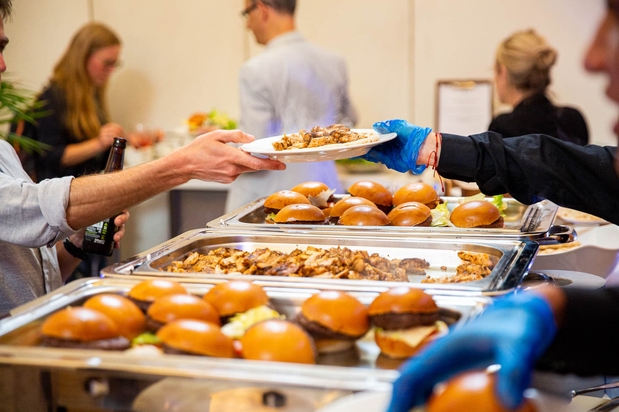 BMA Garden Room buffet: burgers, pulled pork, event catering
