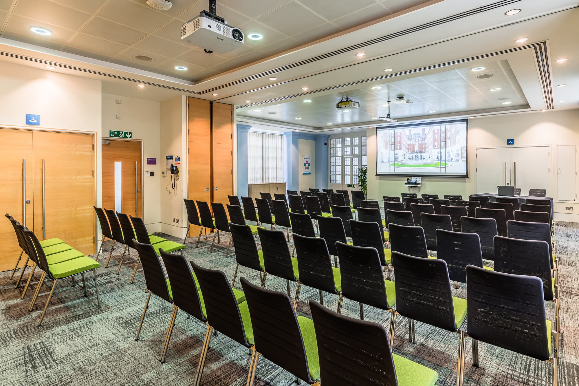 Theater-style Murrell Barnes Suite at BMA House, ideal for corporate training and presentations.