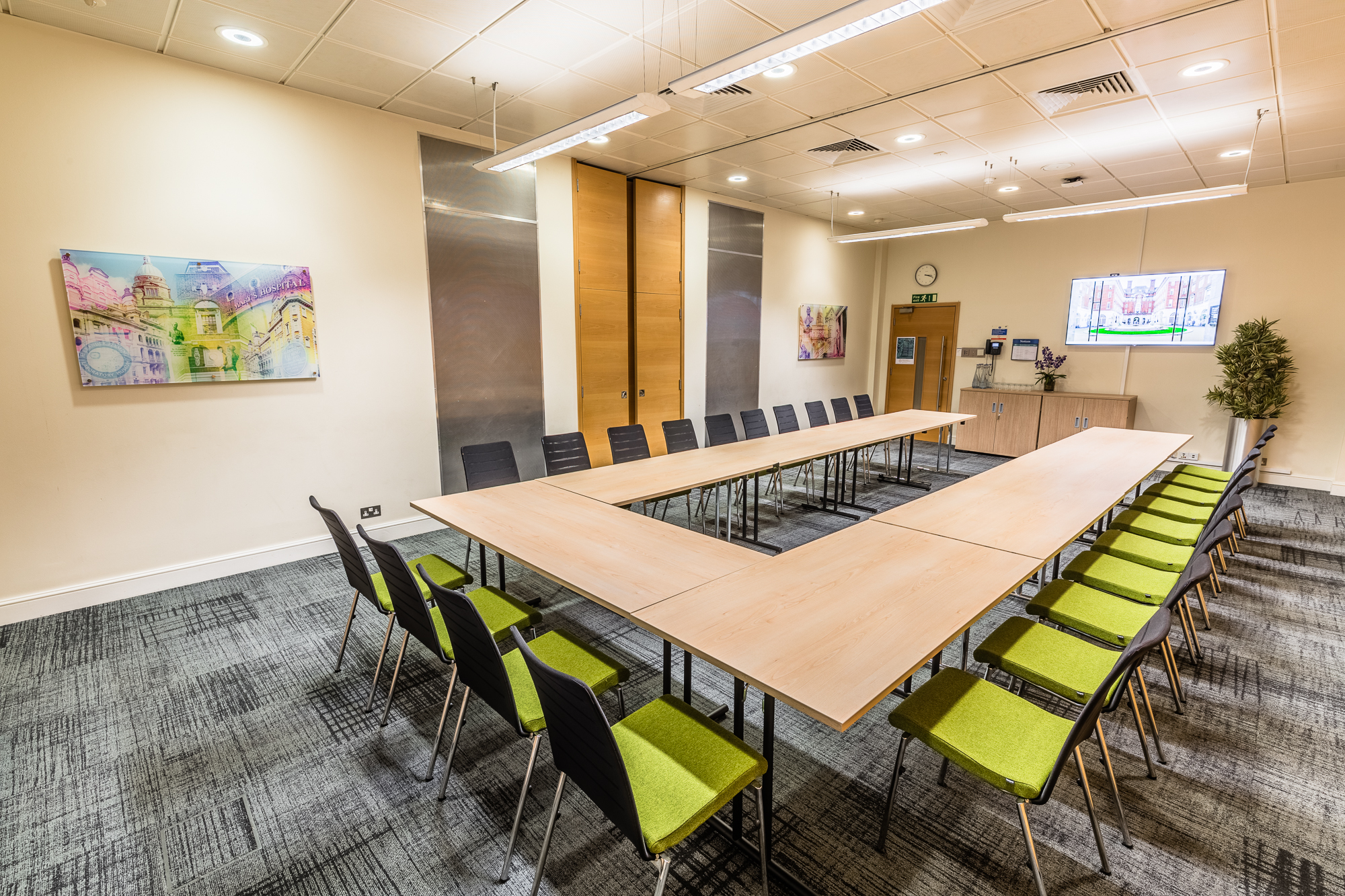 Fleming Room at BMA House: U-shaped meeting space for workshops and collaborative sessions.