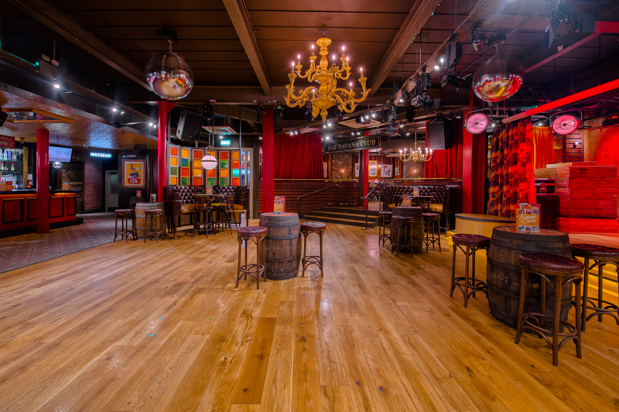 Havana Rooms event space in Manchester with wooden flooring for gatherings and presentations.
