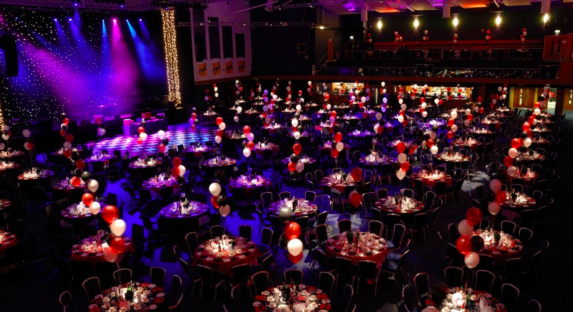 Centaur event space at Cheltenham Racecourse with festive decor for celebrations.