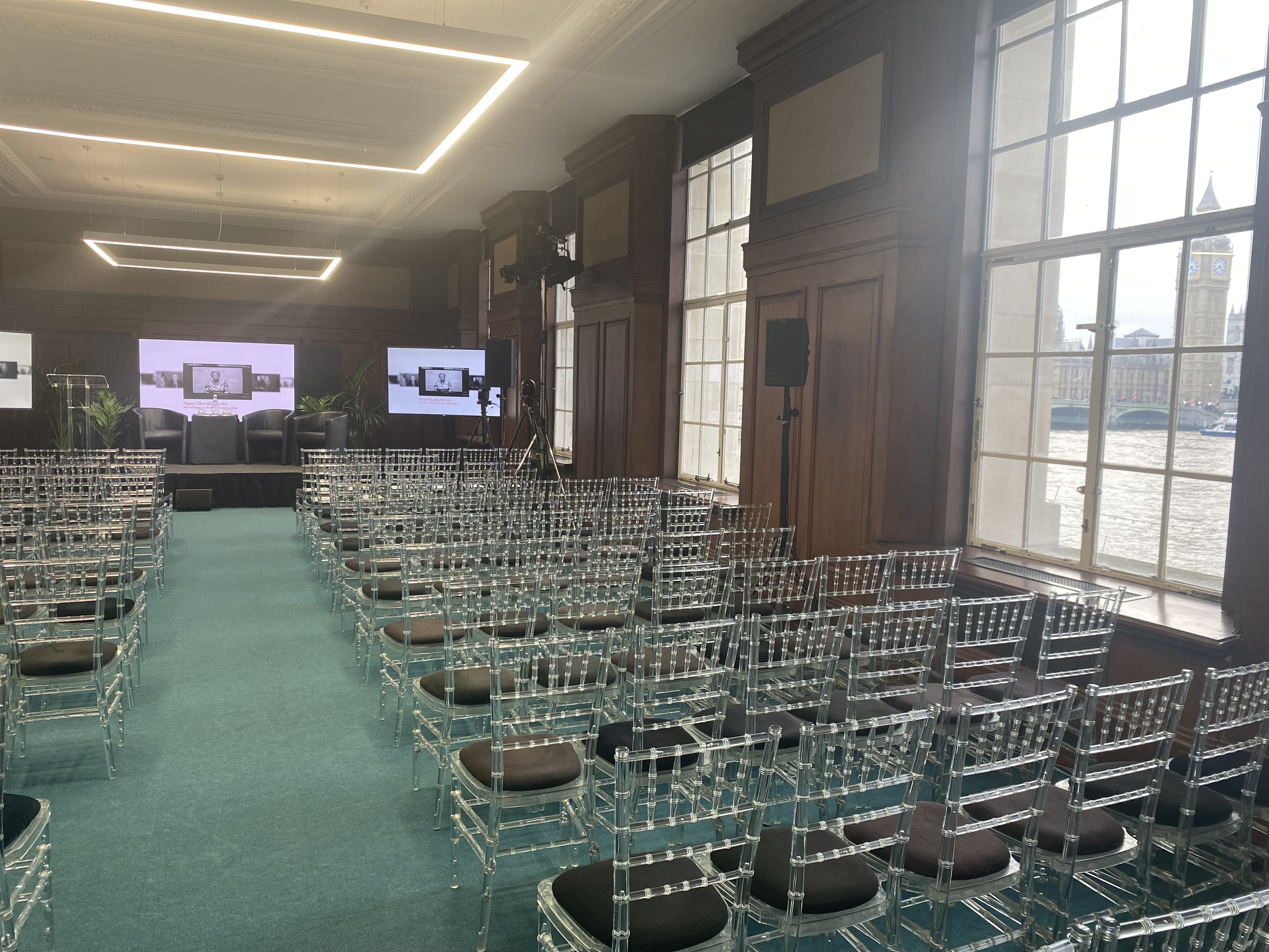 Riverside conference venue, waterfront LED screen presentation