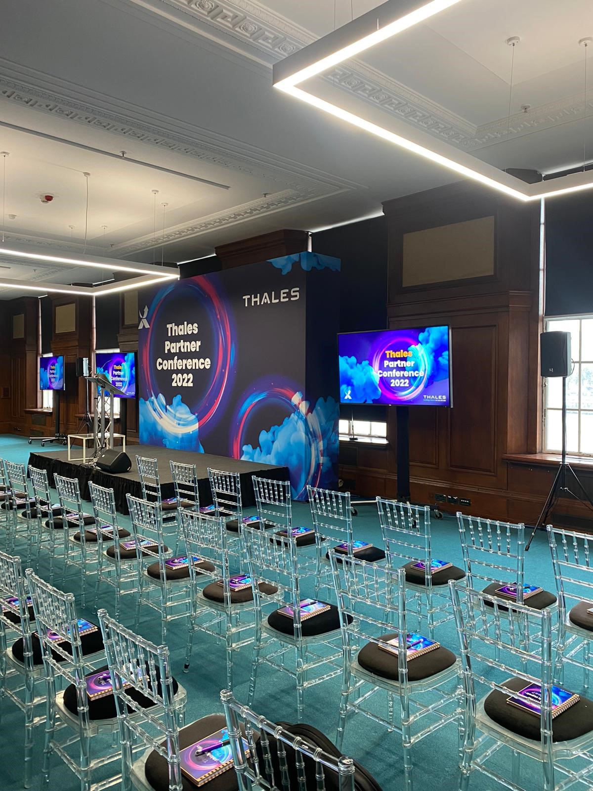Thales corporate conference stage, modern setup