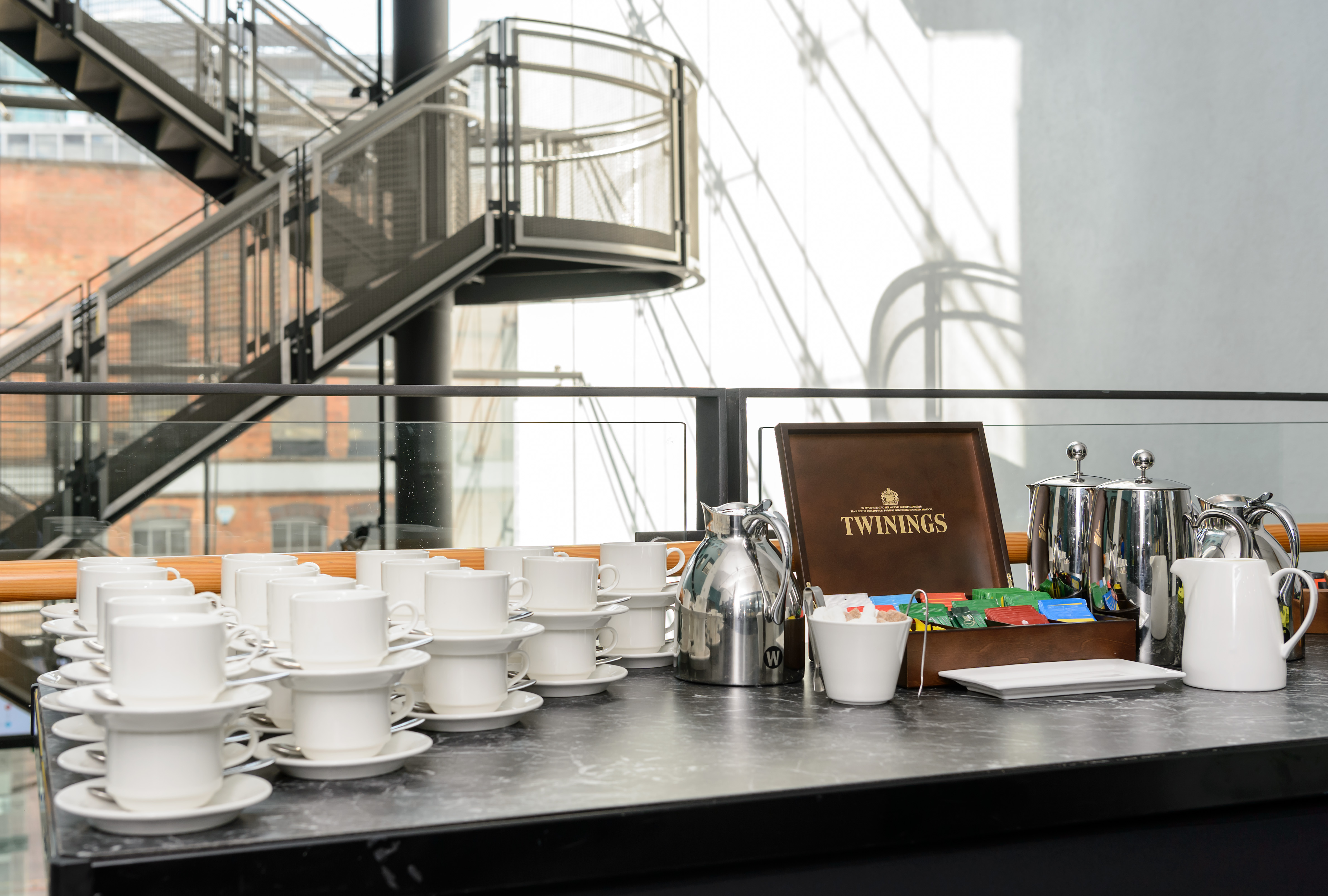 "Lloyds Room tea station at Birmingham Hippodrome for events and meetings."