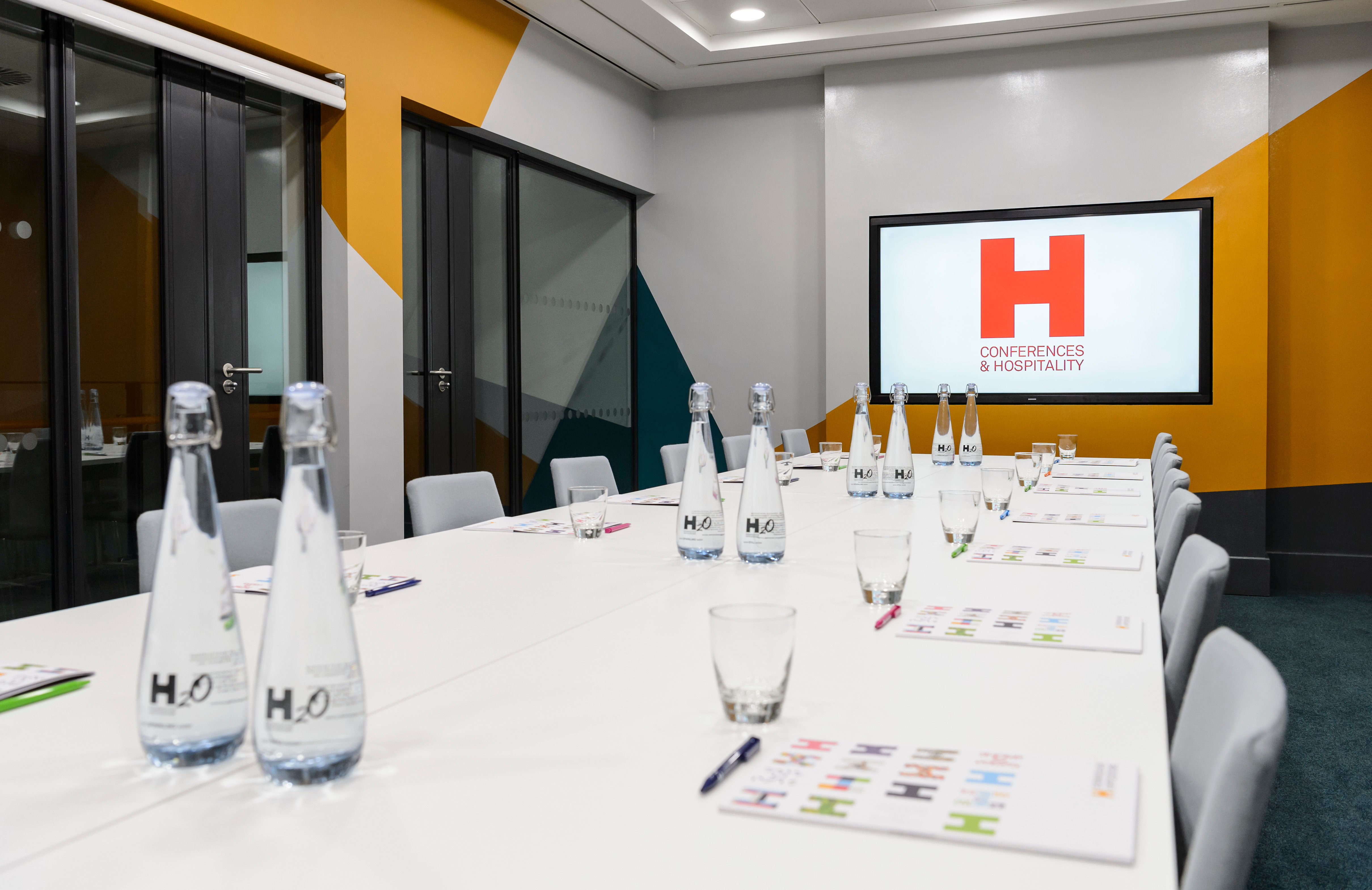 Lloyds Room, Birmingham Hippodrome: modern conference setup for meetings and presentations.