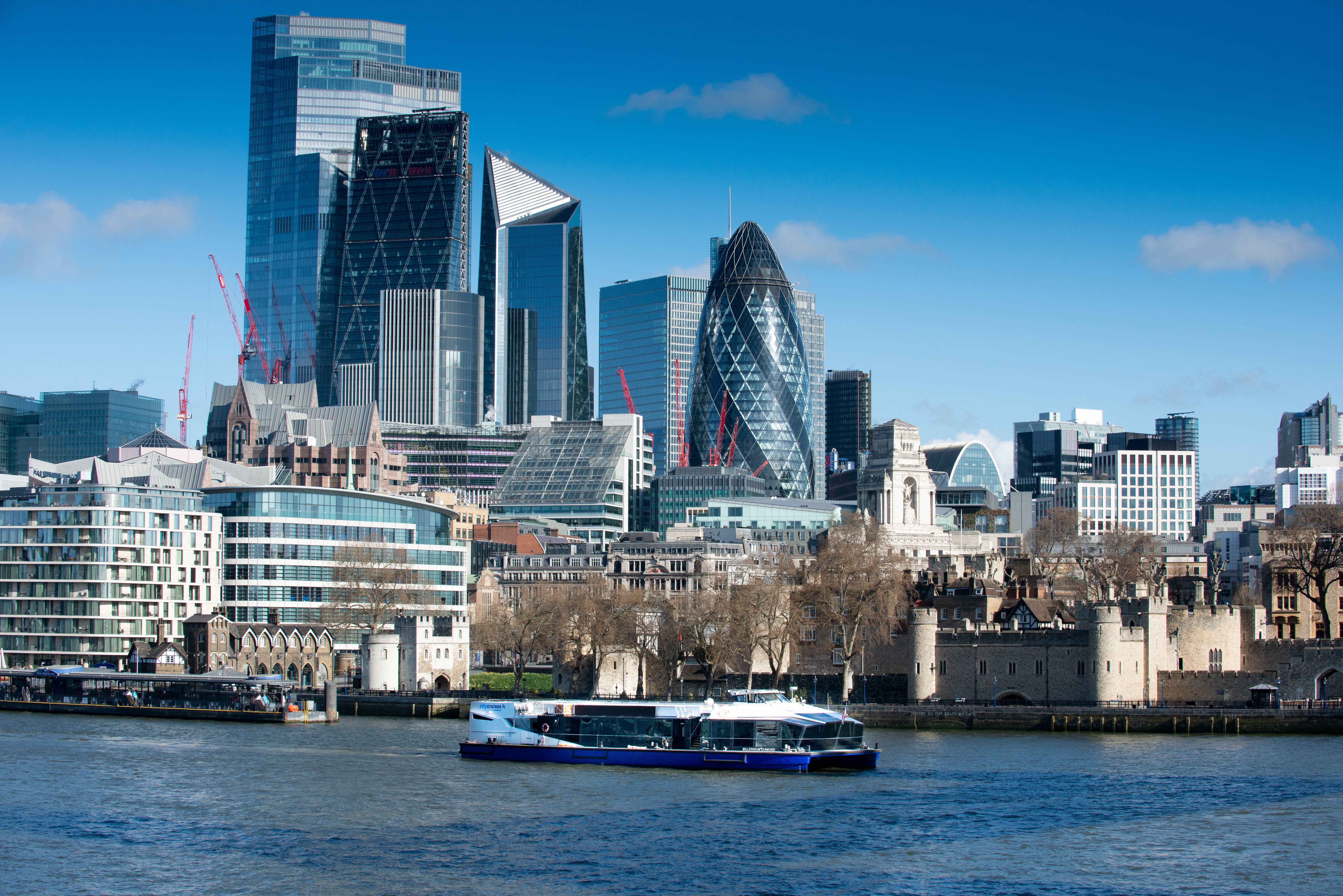 MV Millennium Diamond with city skyline, ideal for corporate events and gatherings.