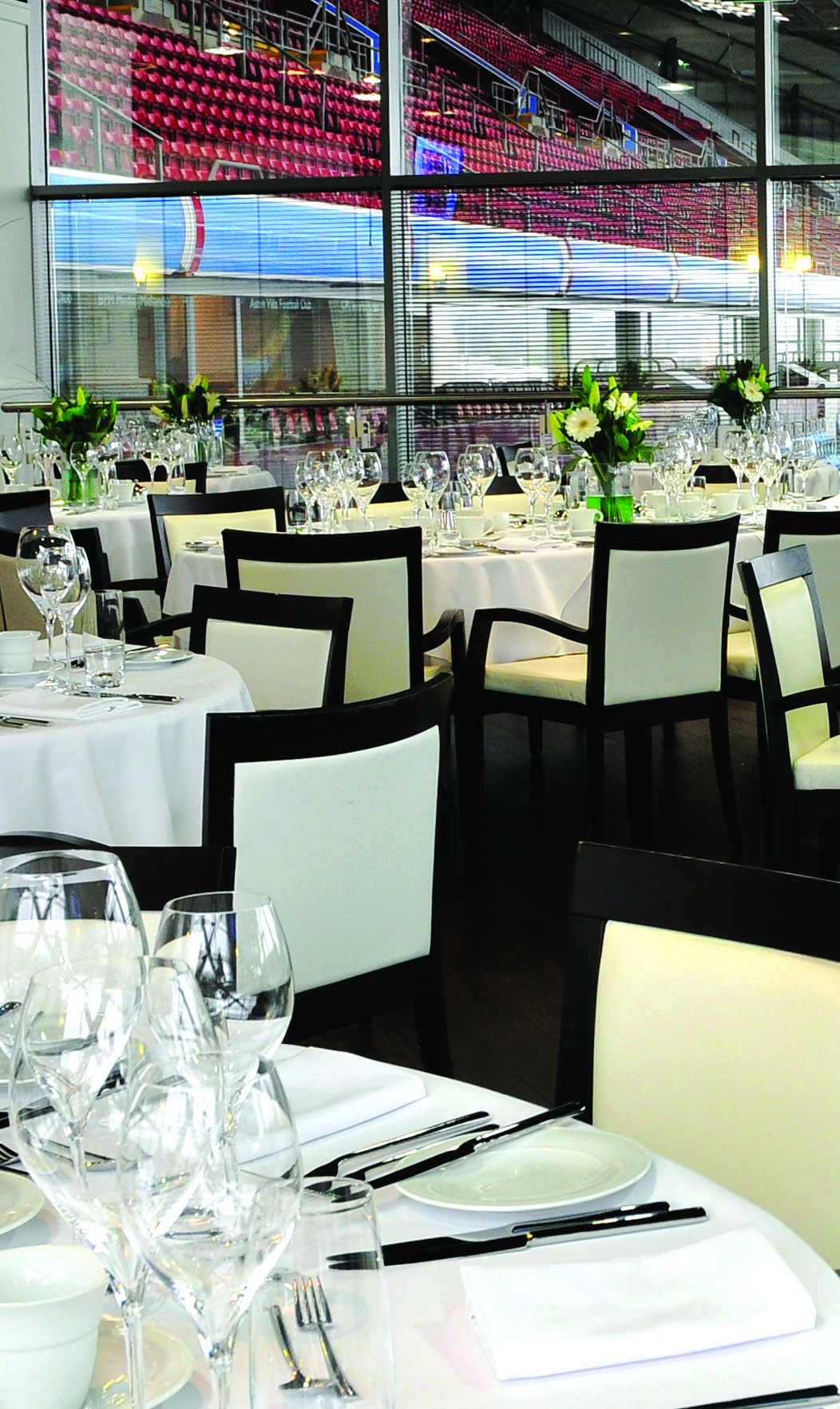 Directors dining space at Villa Park, elegant table setting for corporate events.