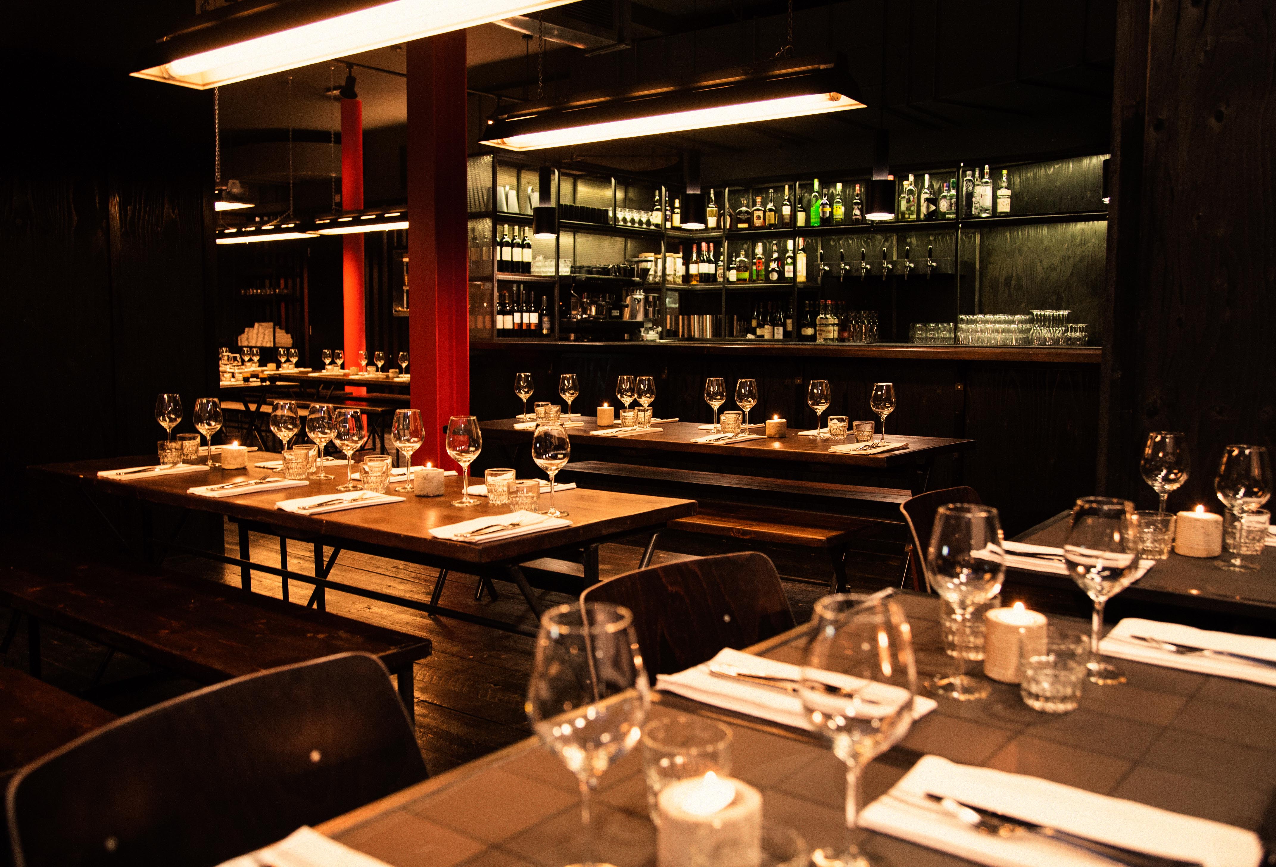 Stylish dining space at HotBox London, ideal for private events and corporate dinners.