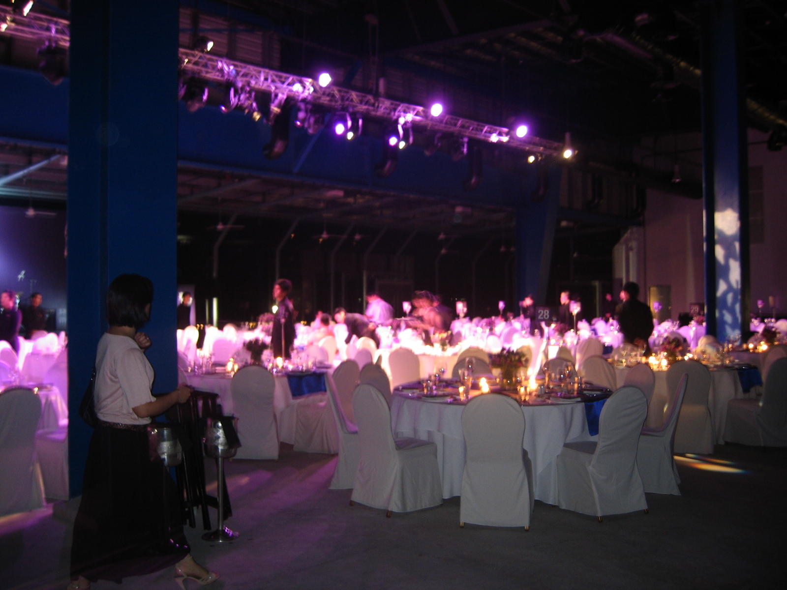 Changi Exhibition Centre event space with elegant tables for corporate events and galas.