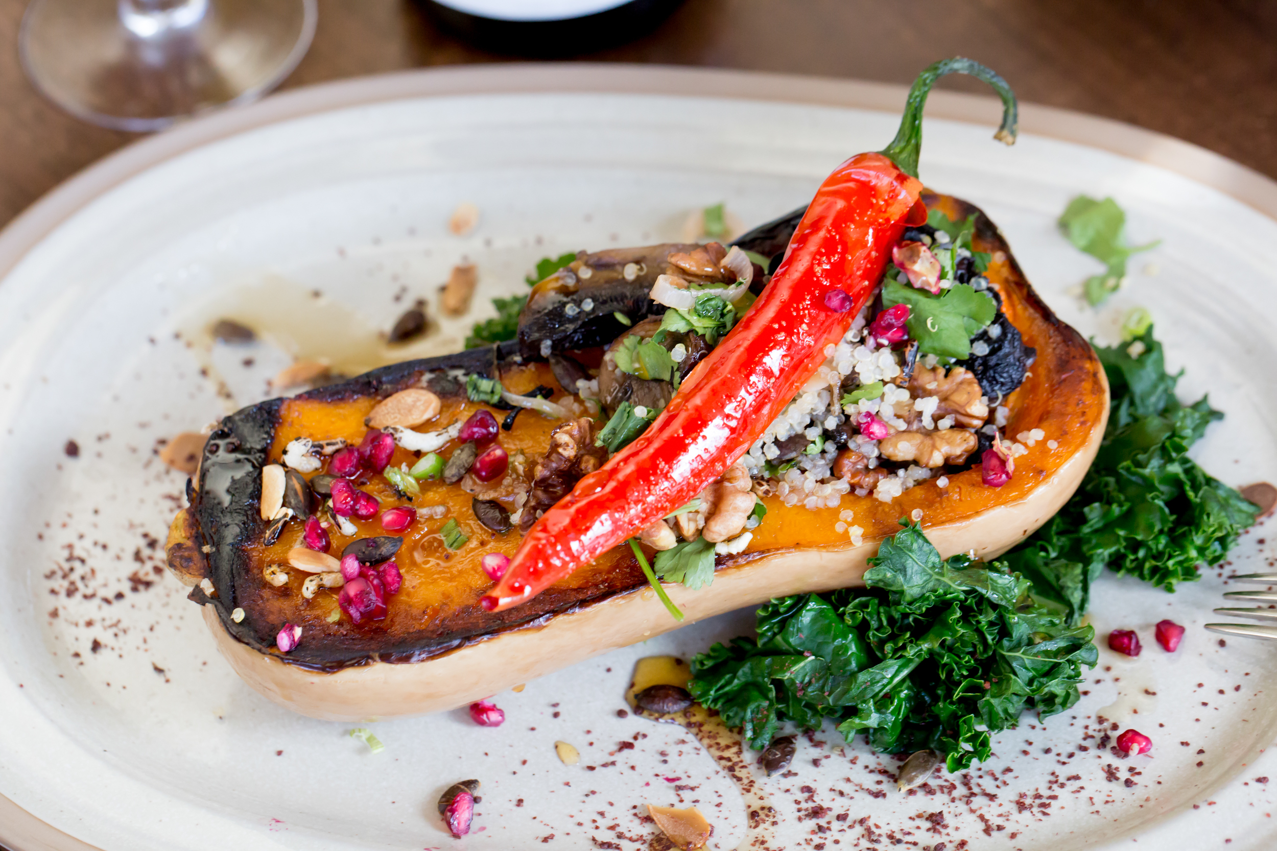 Roasted butternut squash dish at Exchange Restaurant, Hilton Liverpool City Centre event catering.