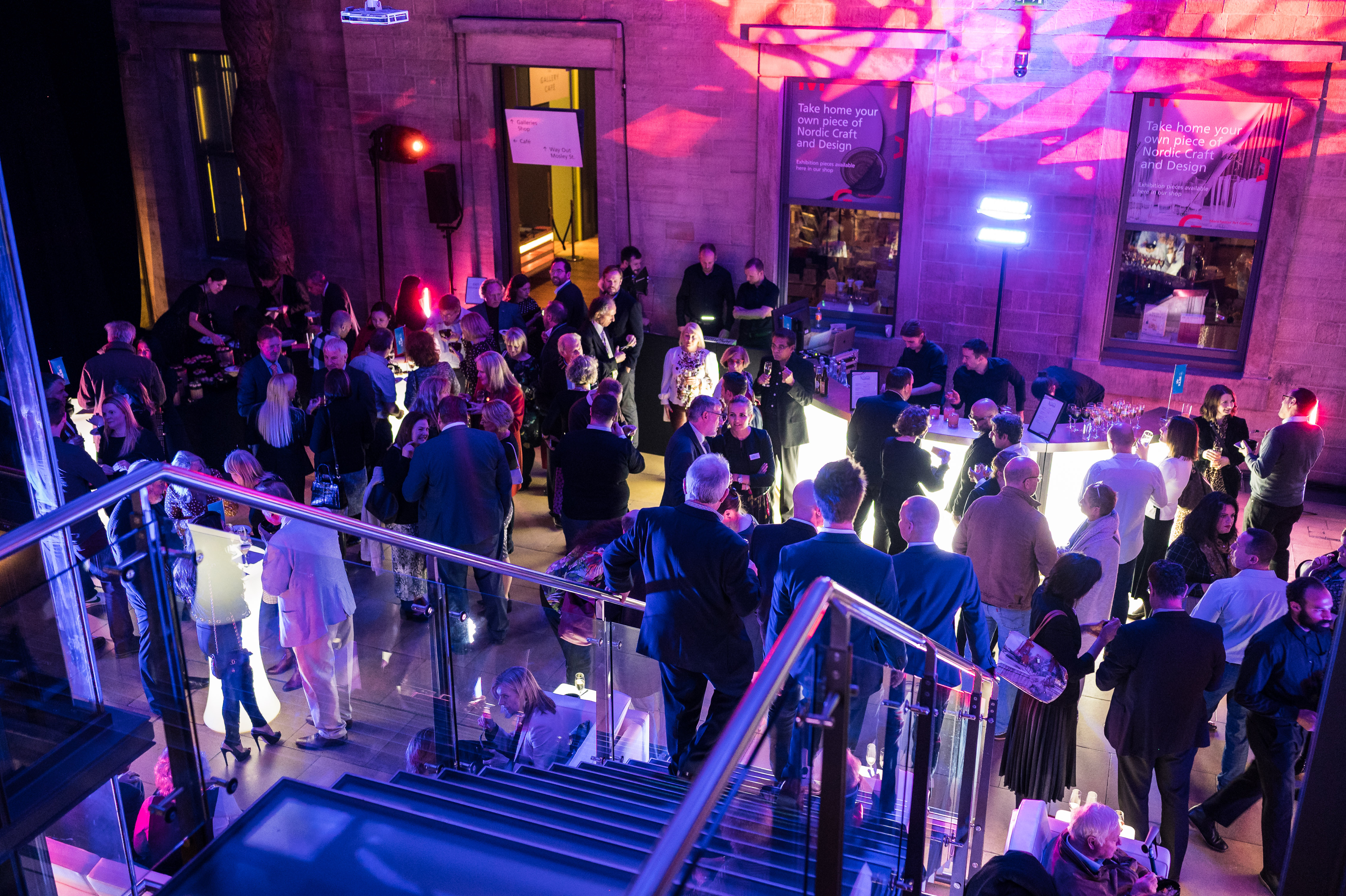 Atrium Manchester Art Gallery networking event with vibrant ambiance and engaging conversations.