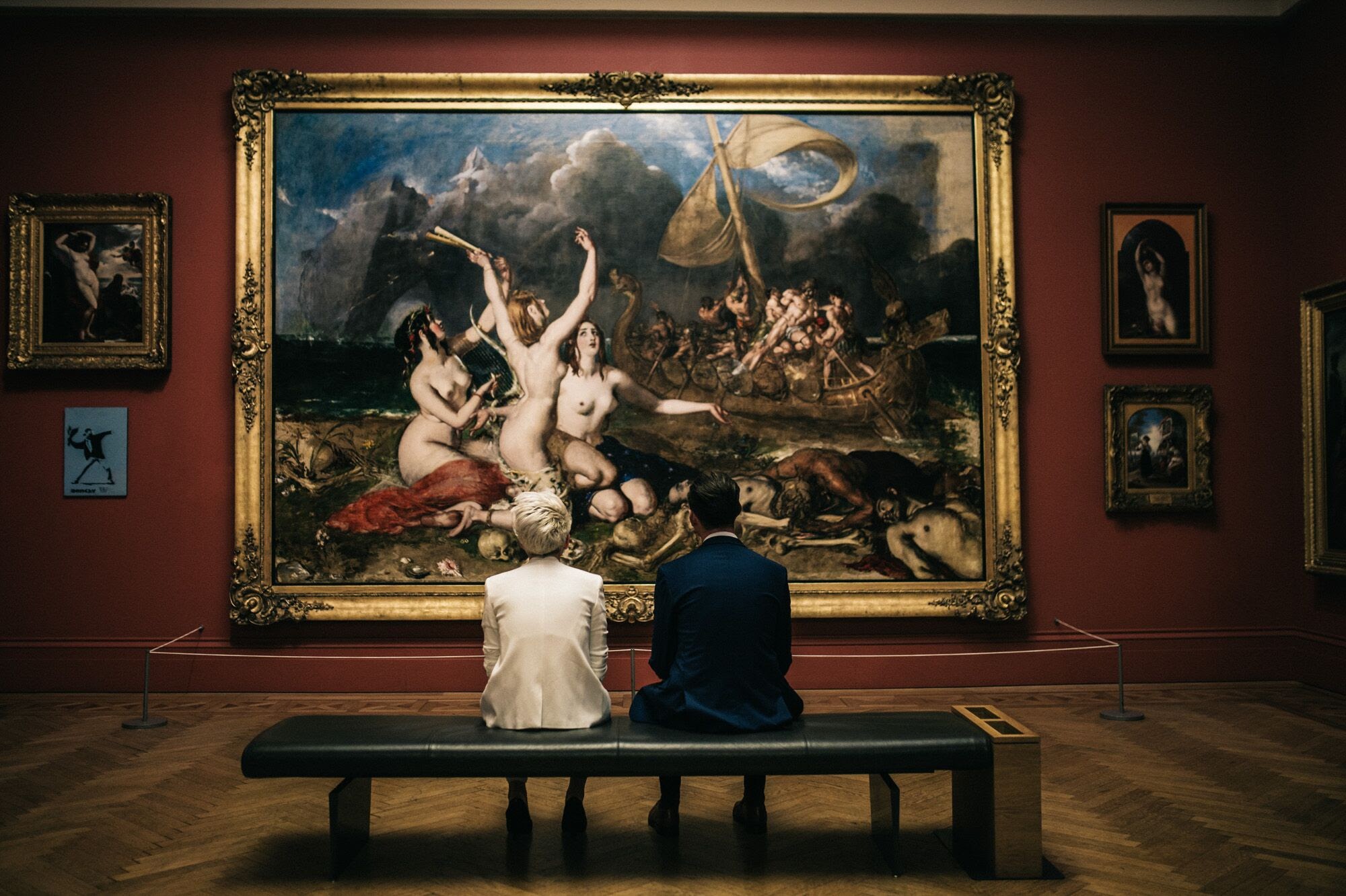 Couple admiring art in Victorian Galleries, ideal for creative events and receptions.