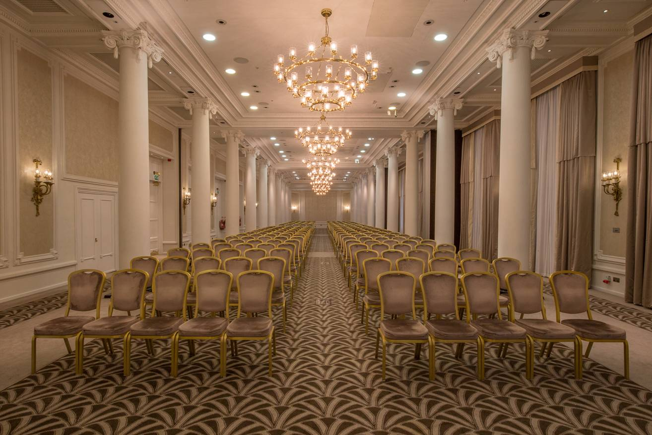 Adelphi Suite at Waldorf Hilton, London: elegant event space with chandeliers for conferences.