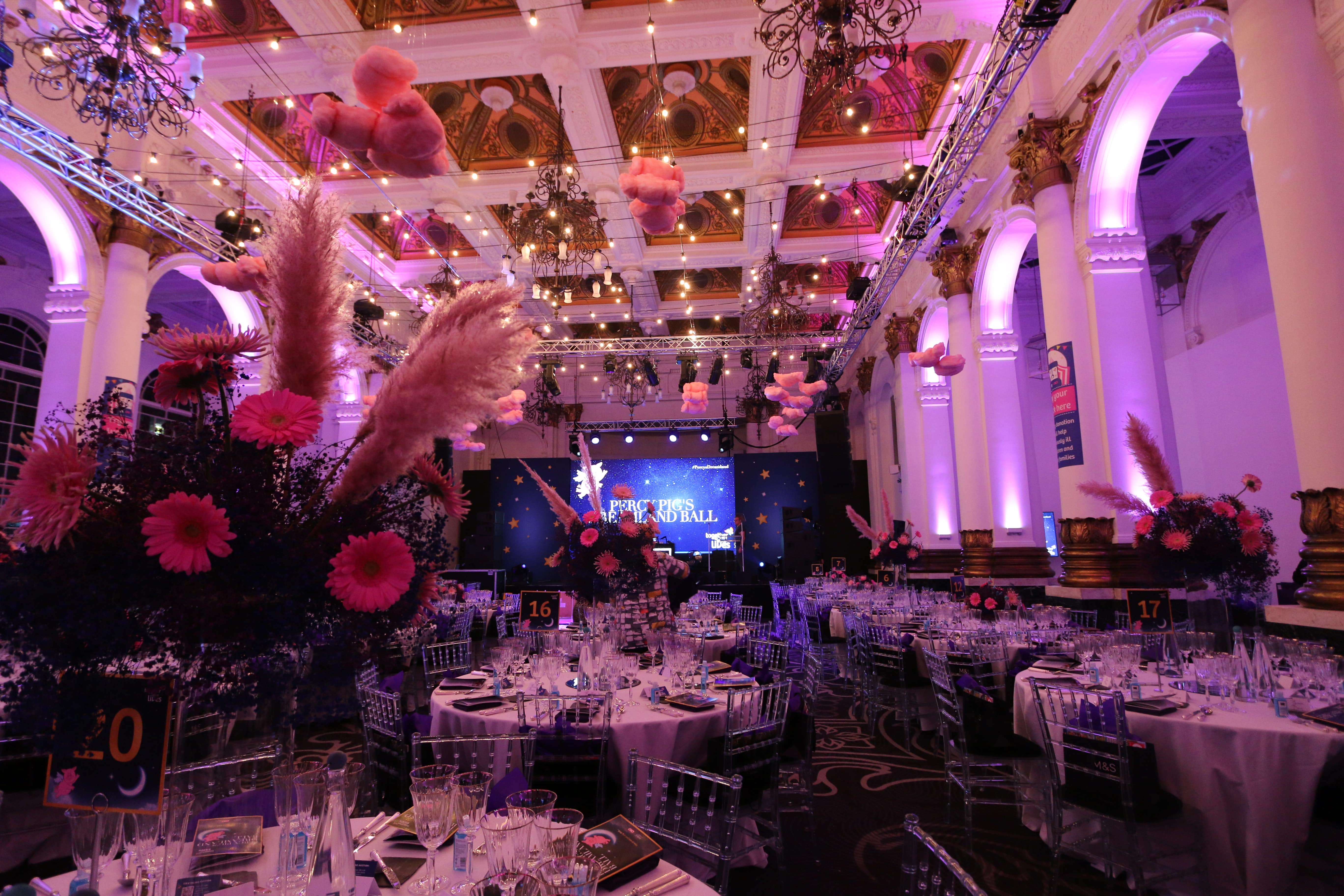 Elegant event space at 8 Northumberland Avenue with floral decor for galas and corporate events.