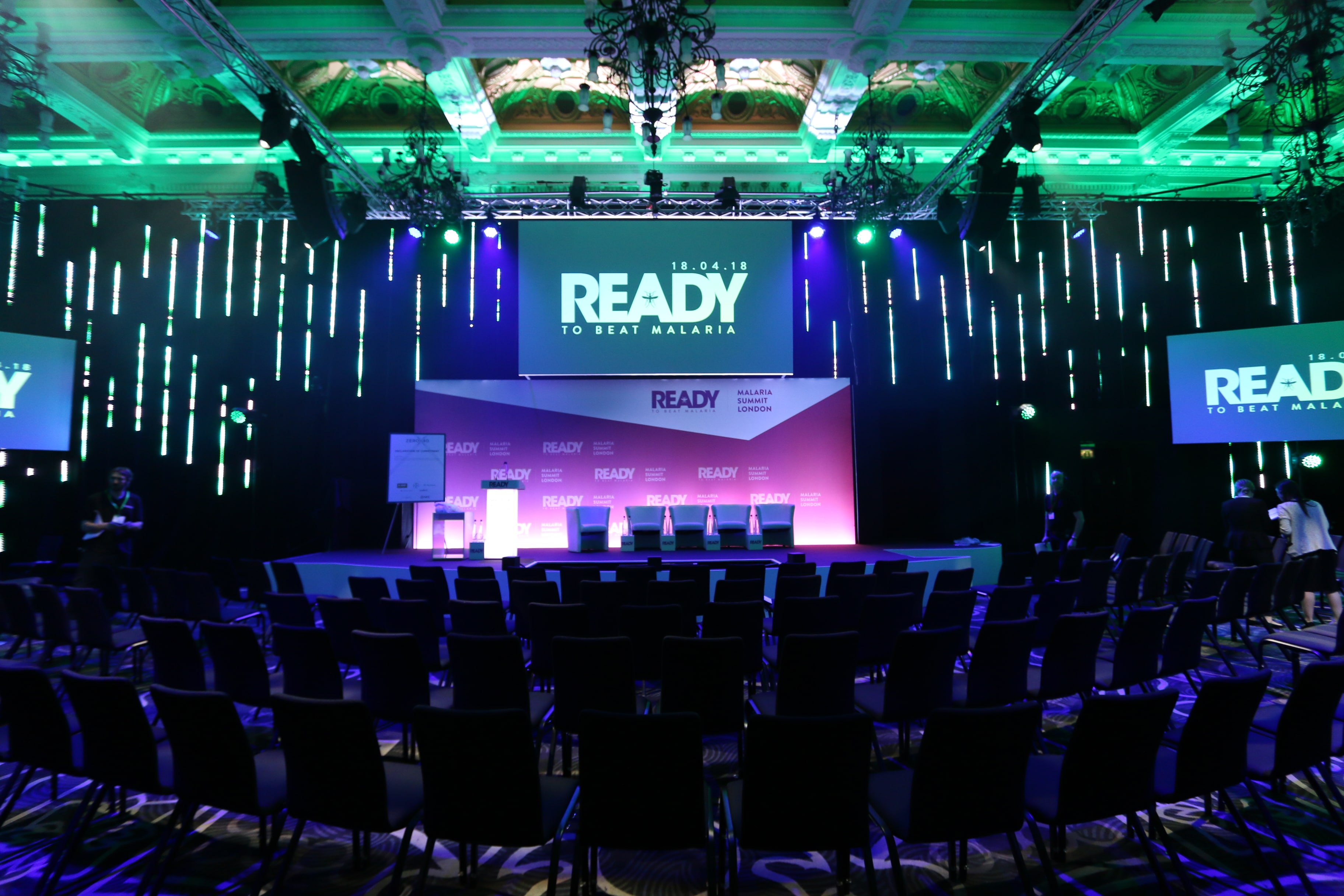 Event space at 8 Northumberland Avenue with stage, modern lighting for presentations.