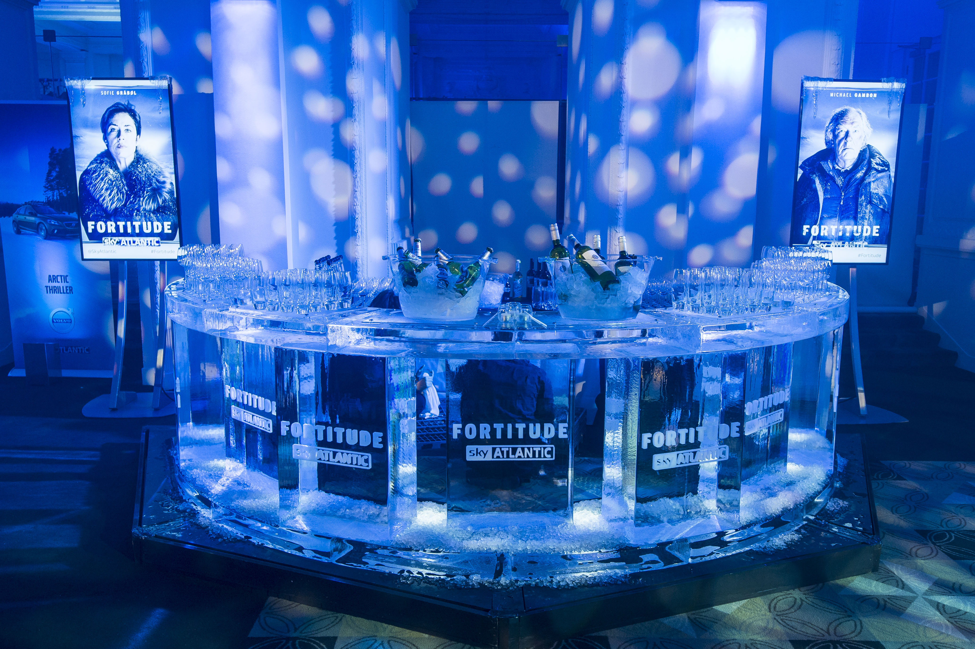 Ice bar setup in Old Billiard Room, ideal for networking events and celebrations.