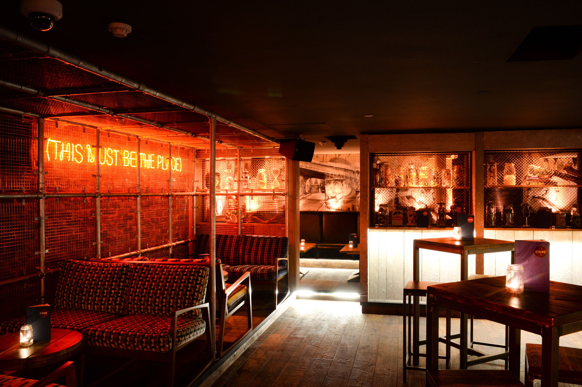 Stylish Core Bar venue with warm lighting, ideal for private events and networking.