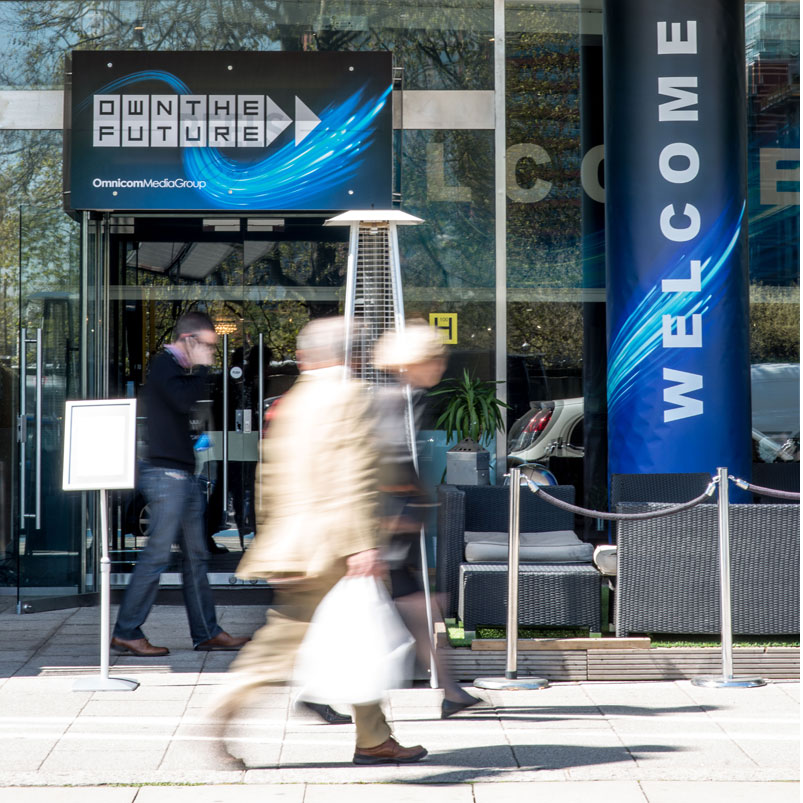 Modern Millbank Media Centre entrance with sleek signage for events and networking.