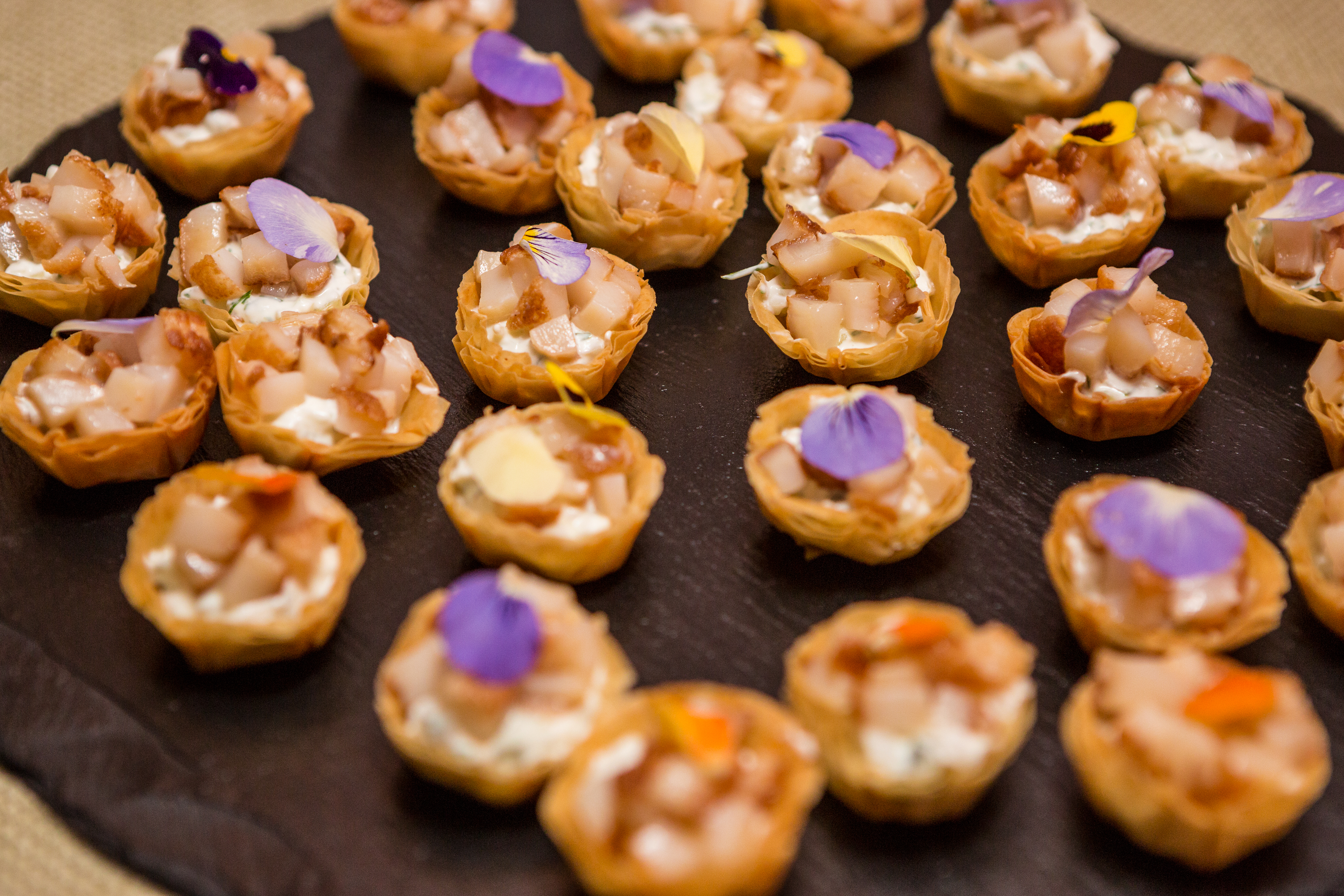Elegant hors d'oeuvres at Gallery Cafe, Dulwich Picture Gallery for upscale events.