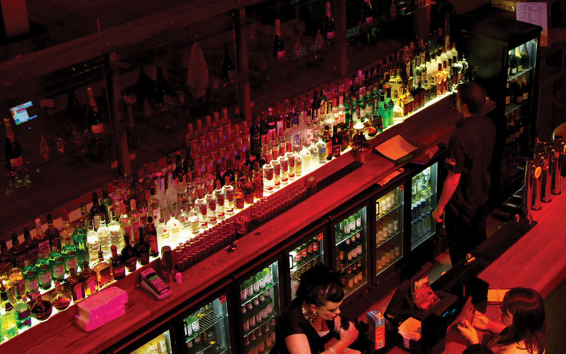 Vibrant bar setup at The Jam House for networking events and social gatherings.