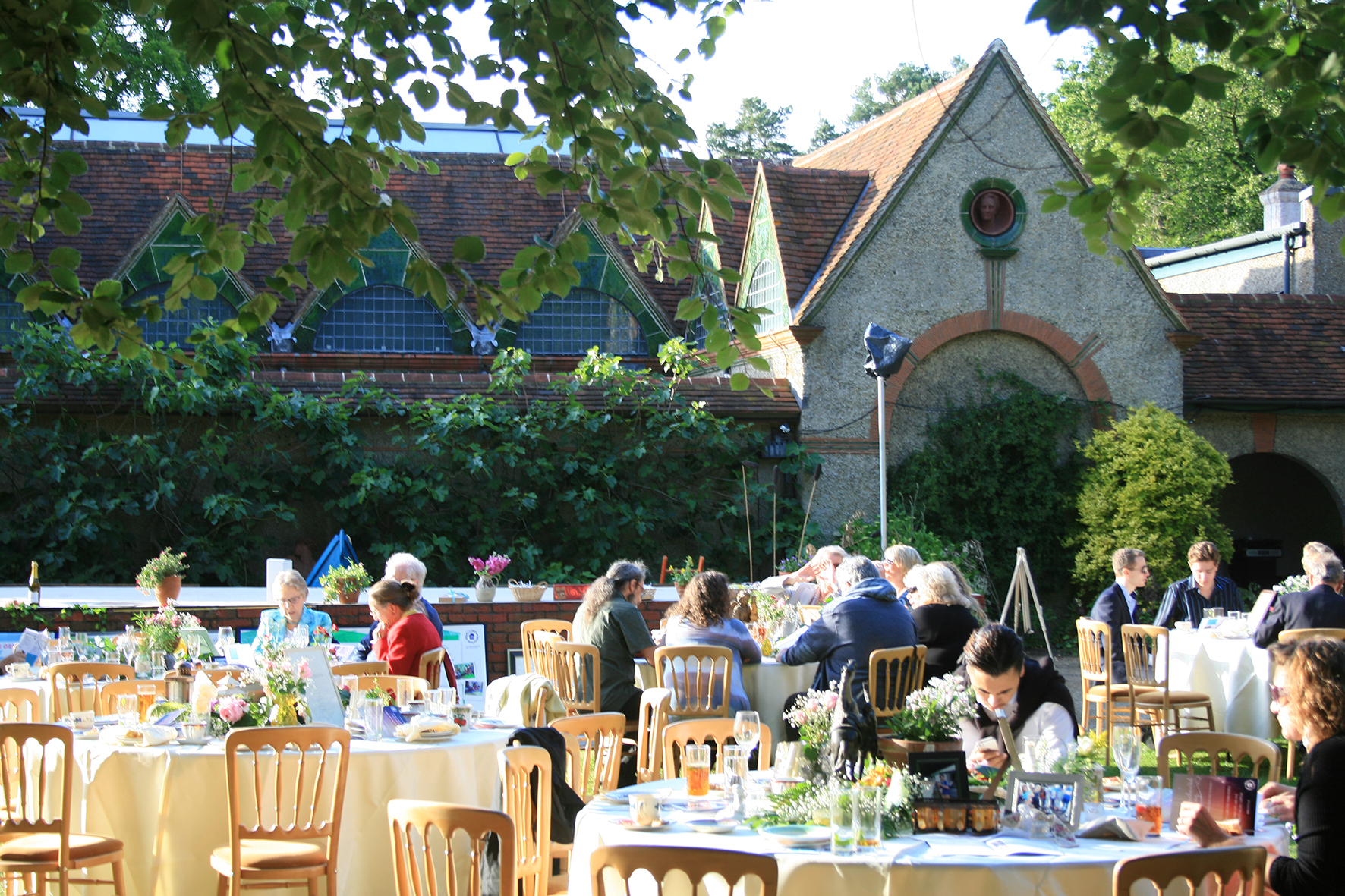 Elegant outdoor dining at Watts Gallery, perfect for weddings and events.