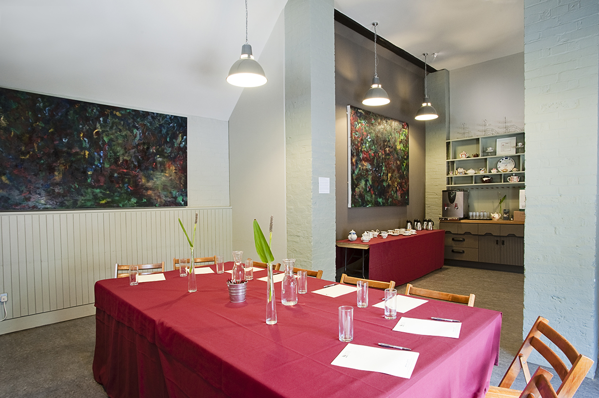 Intimate meeting space at The Tea Shop, Watts Gallery for workshops and discussions.