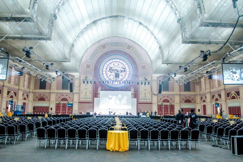 Great Hall at Alexandra Palace, spacious venue for conferences with ornate architecture.