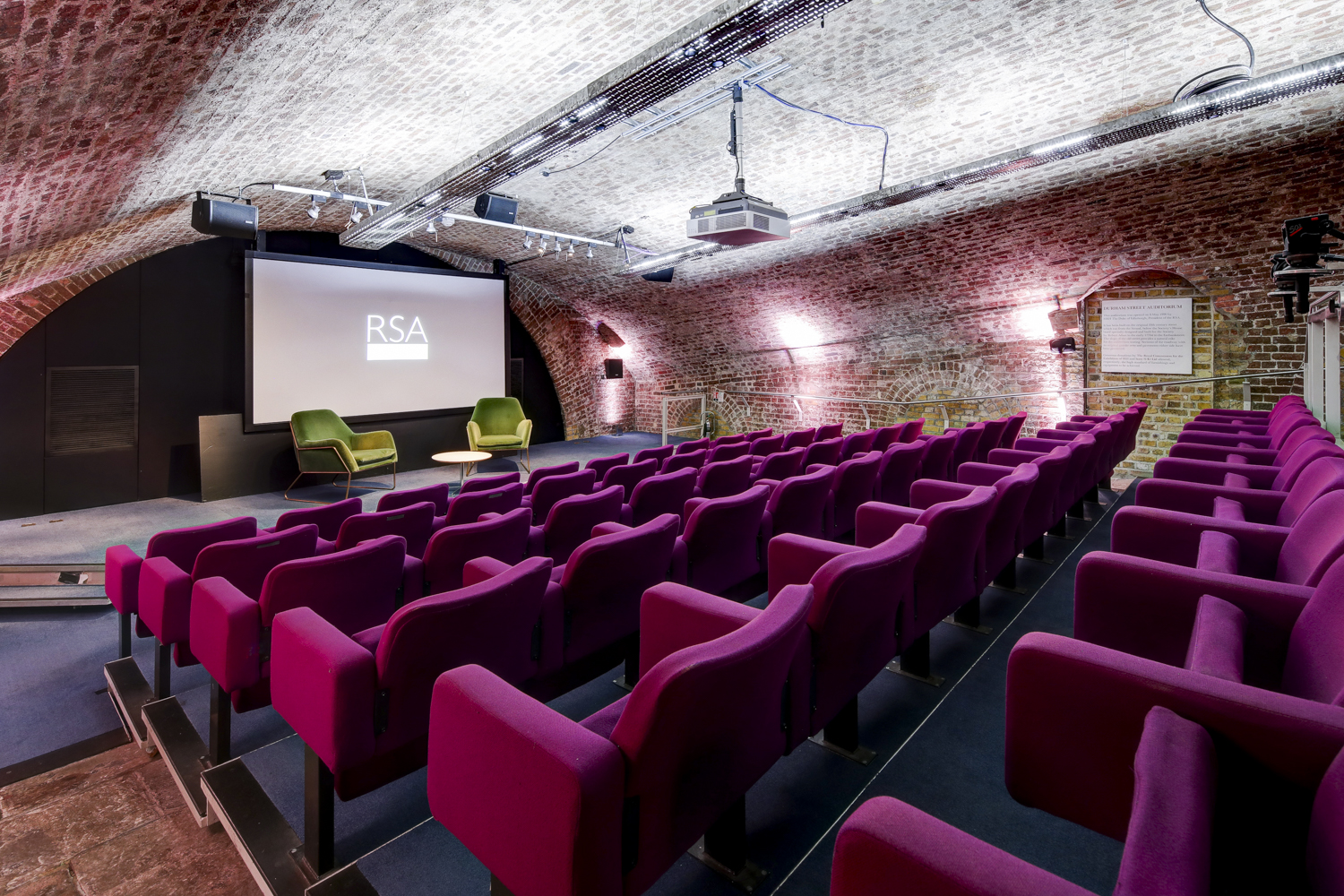 Durham Street Auditorium with tiered seating, ideal for presentations and events.