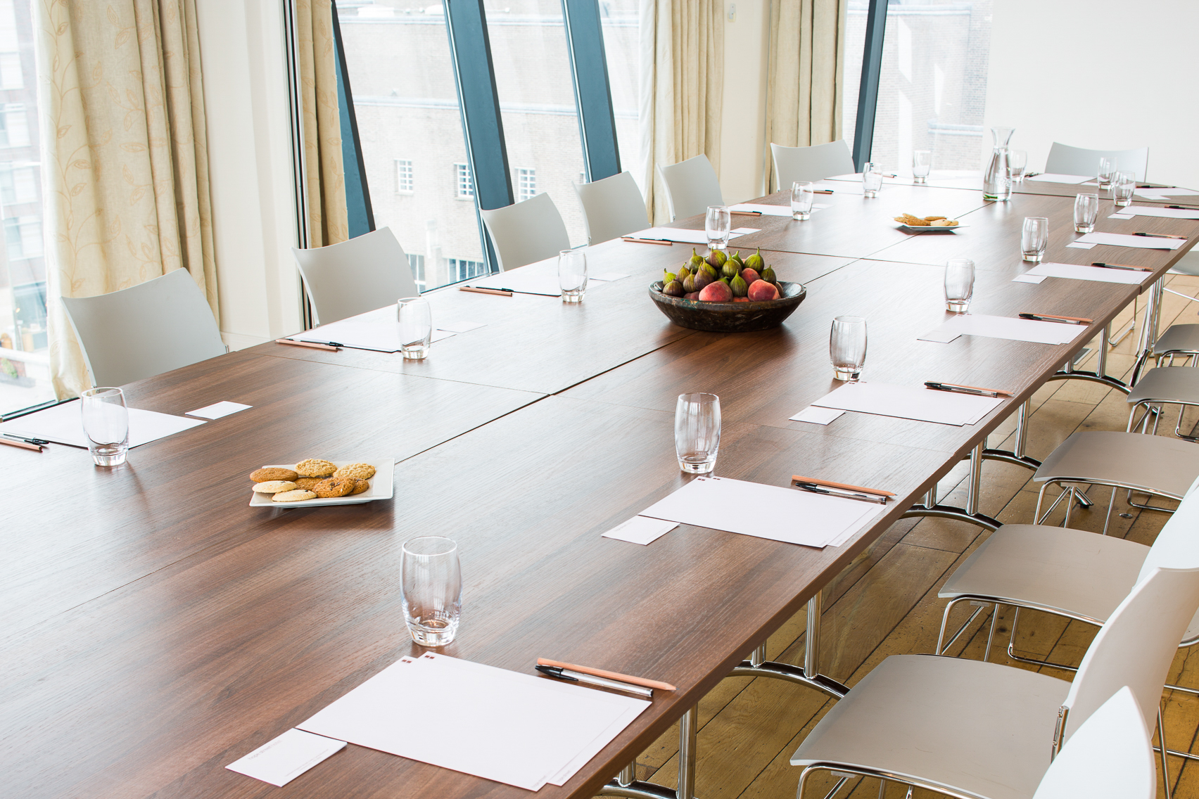 Meeting room at Hope Street Hotel with long table, ideal for professional gatherings.