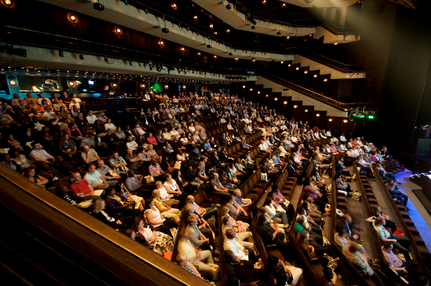 Barbican Theatre auditorium with tiered seating for conferences and seminars.
