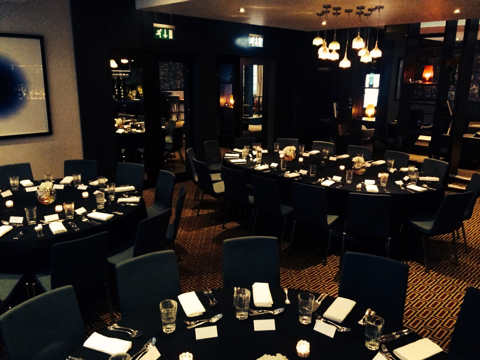 Mal Lounge dining space in Malmaison London, ideal for corporate events and gala dinners.